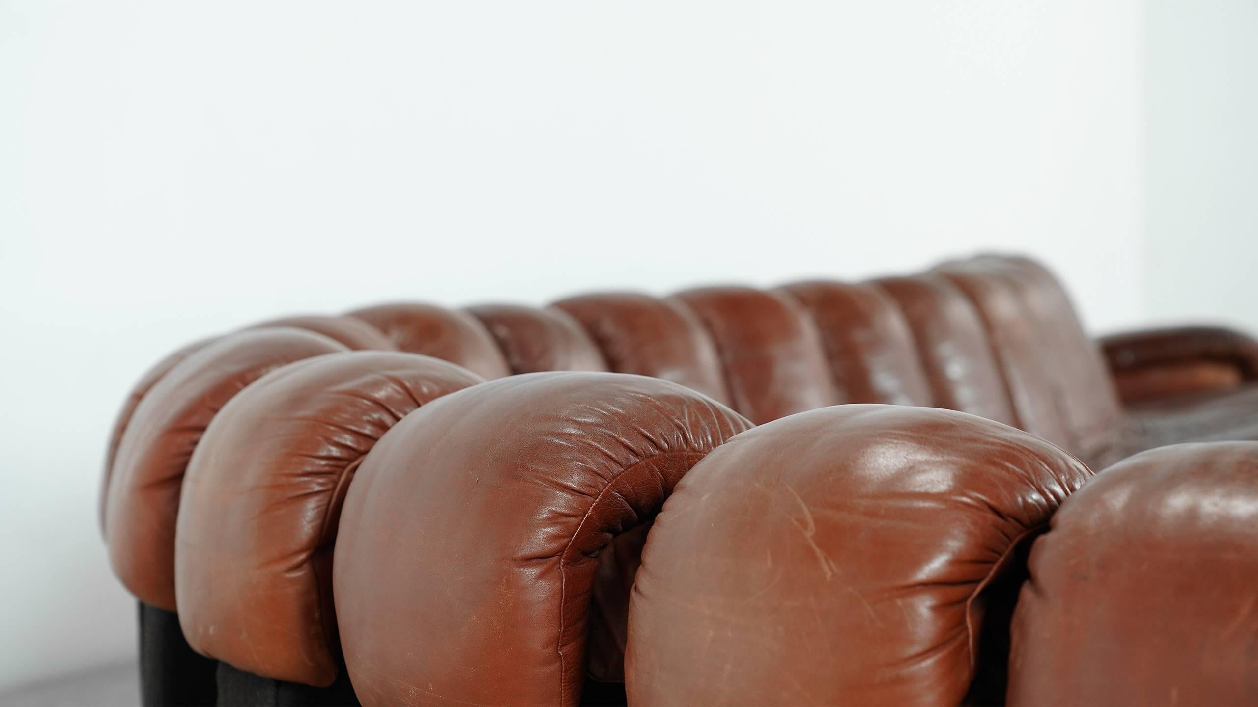 De Sede Ds 600 Sofa by Ueli Berger and Riva 1972, Chocolate Leather 20 Elements 4