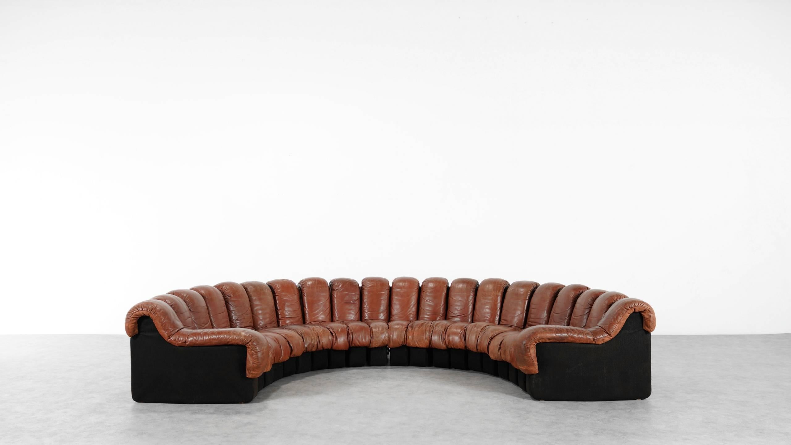 De Sede Ds 600 Sofa by Ueli Berger and Riva 1972, Chocolate Leather 20 Elements 7