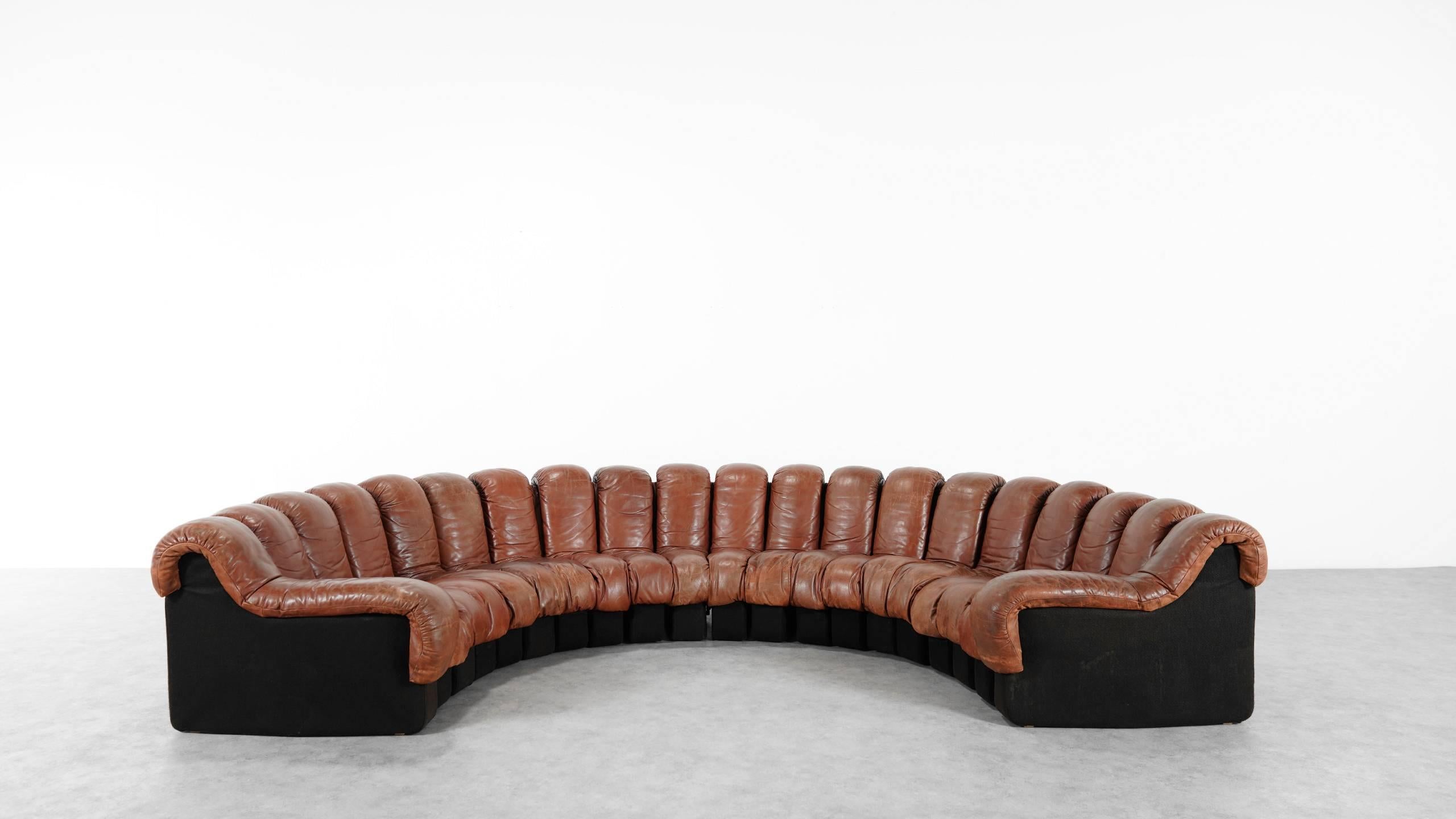 De Sede Ds 600 Sofa by Ueli Berger and Riva 1972, Chocolate Leather 20 Elements 2