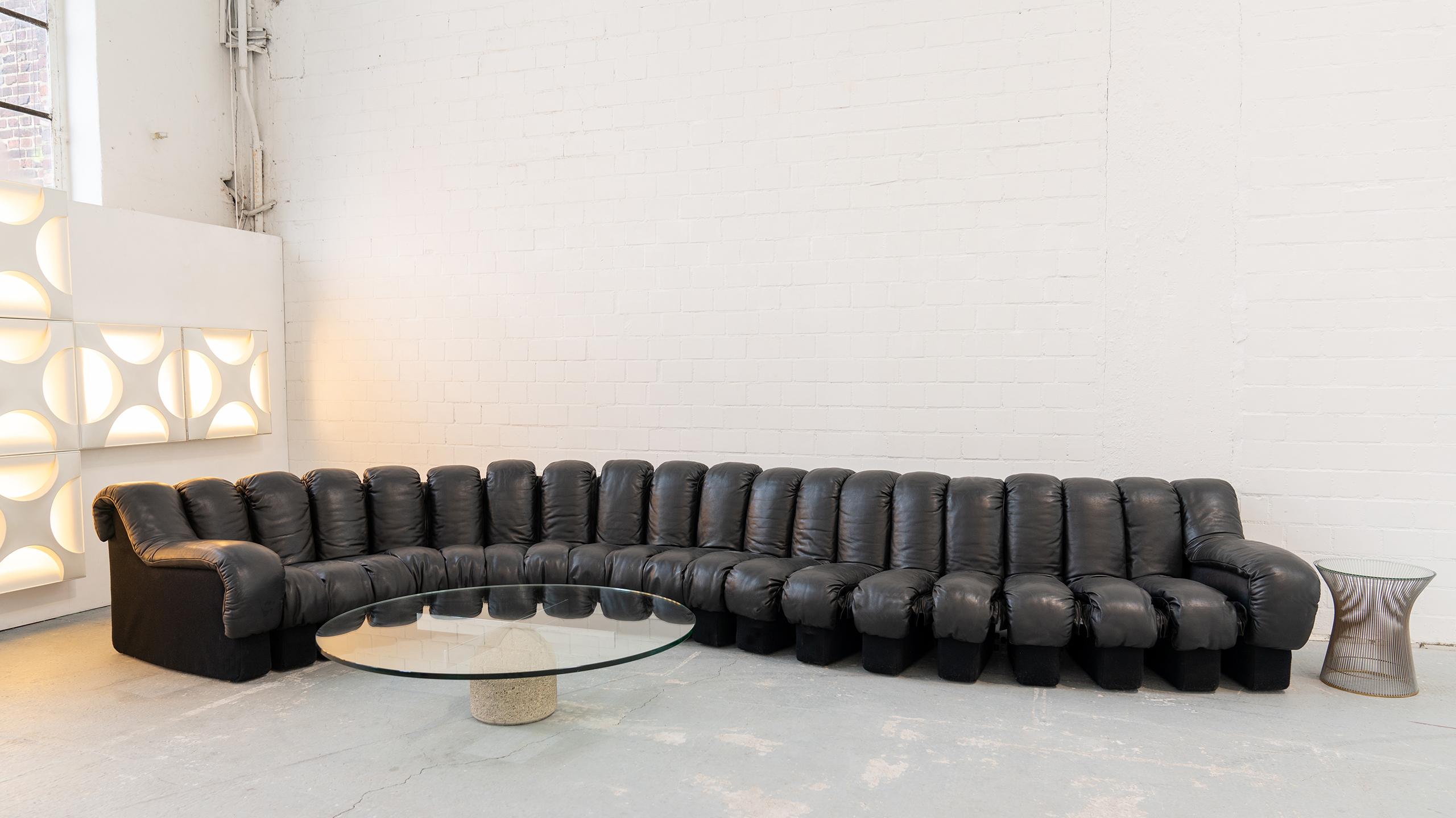 De Sede DS 600 Sofa by Ueli Berger Riva 1972, Black Leather 20 Elements 9