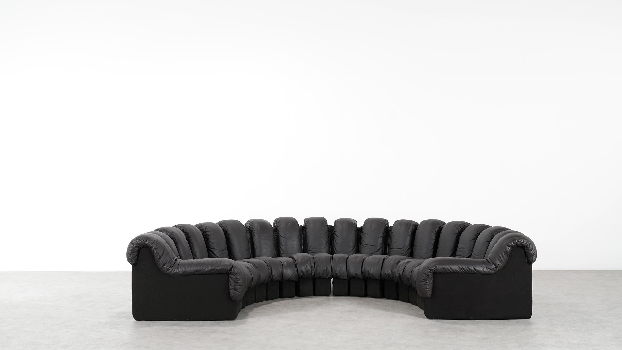De Sede DS 600 Sofa by Ueli Berger / Riva 1972, Brown Black Leather 18 Elements 6