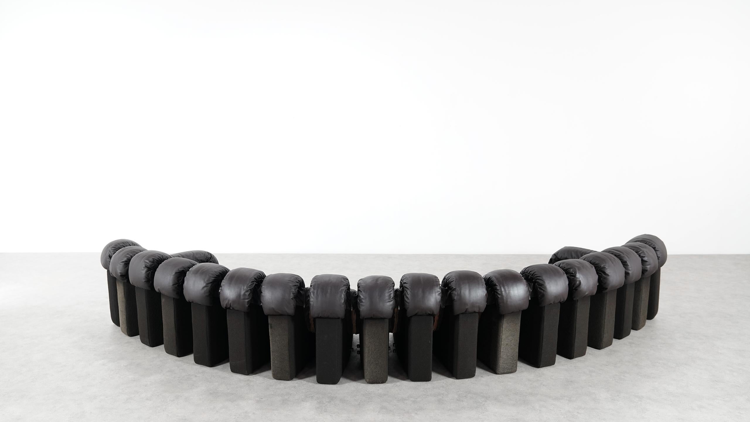 De Sede DS 600 Sofa by Ueli Berger / Riva 1972, Brown Black Leather 18 Elements 9