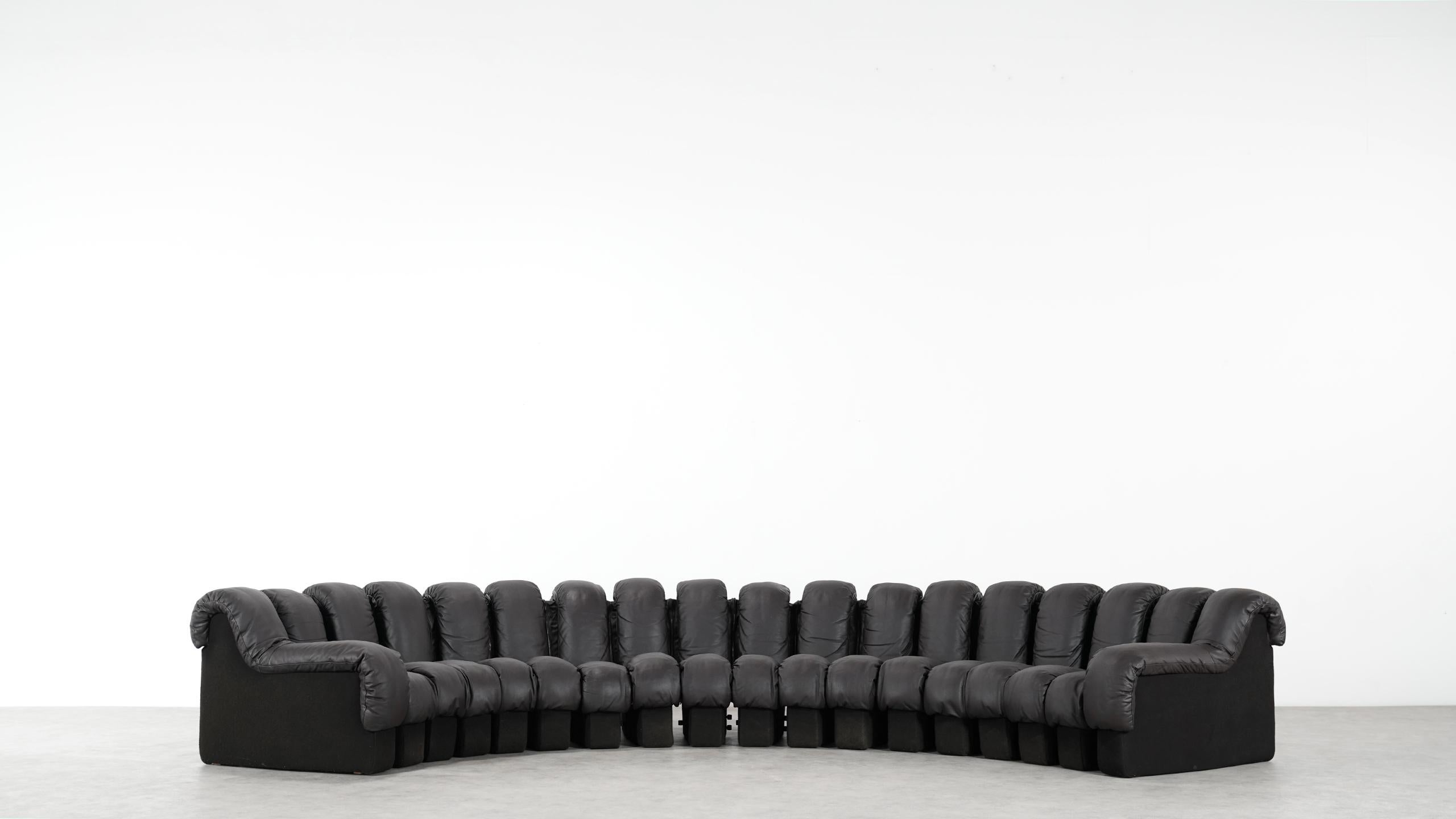 De Sede DS 600 Sofa by Ueli Berger / Riva 1972, Brown Black Leather 18 Elements 11