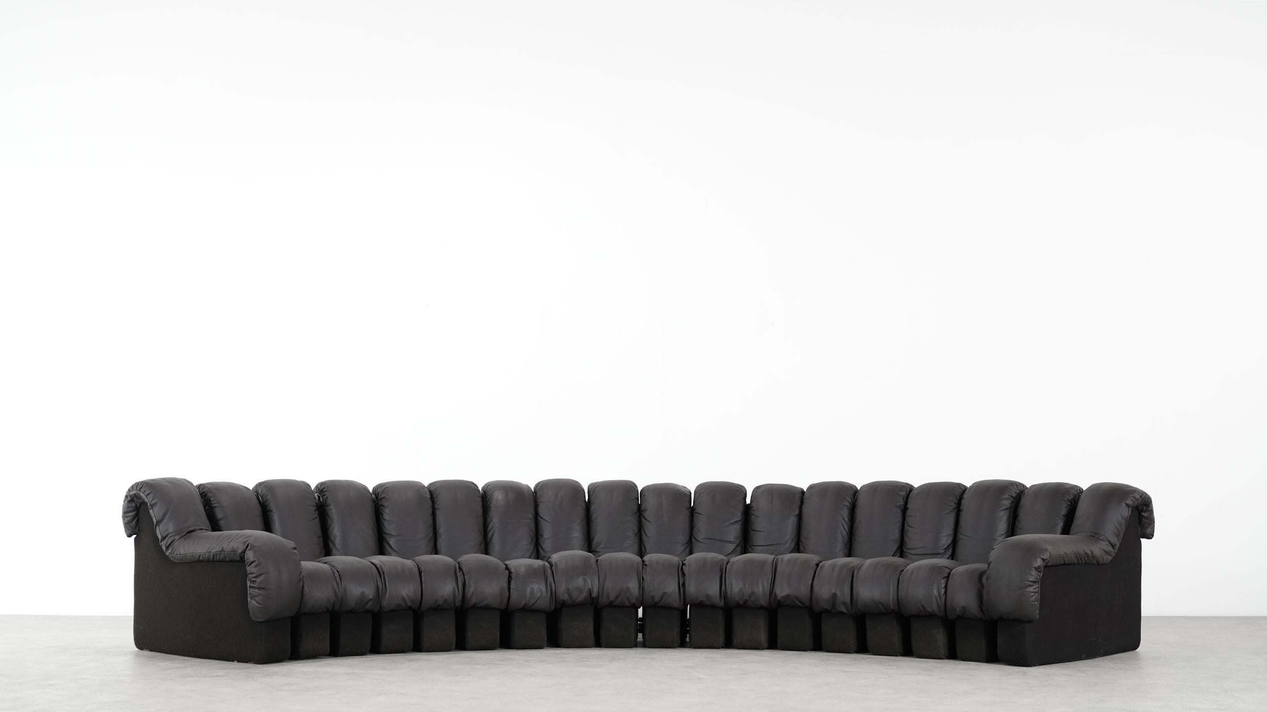 De Sede DS 600 Sofa by Ueli Berger / Riva 1972, Brown Black Leather 18 Elements 13