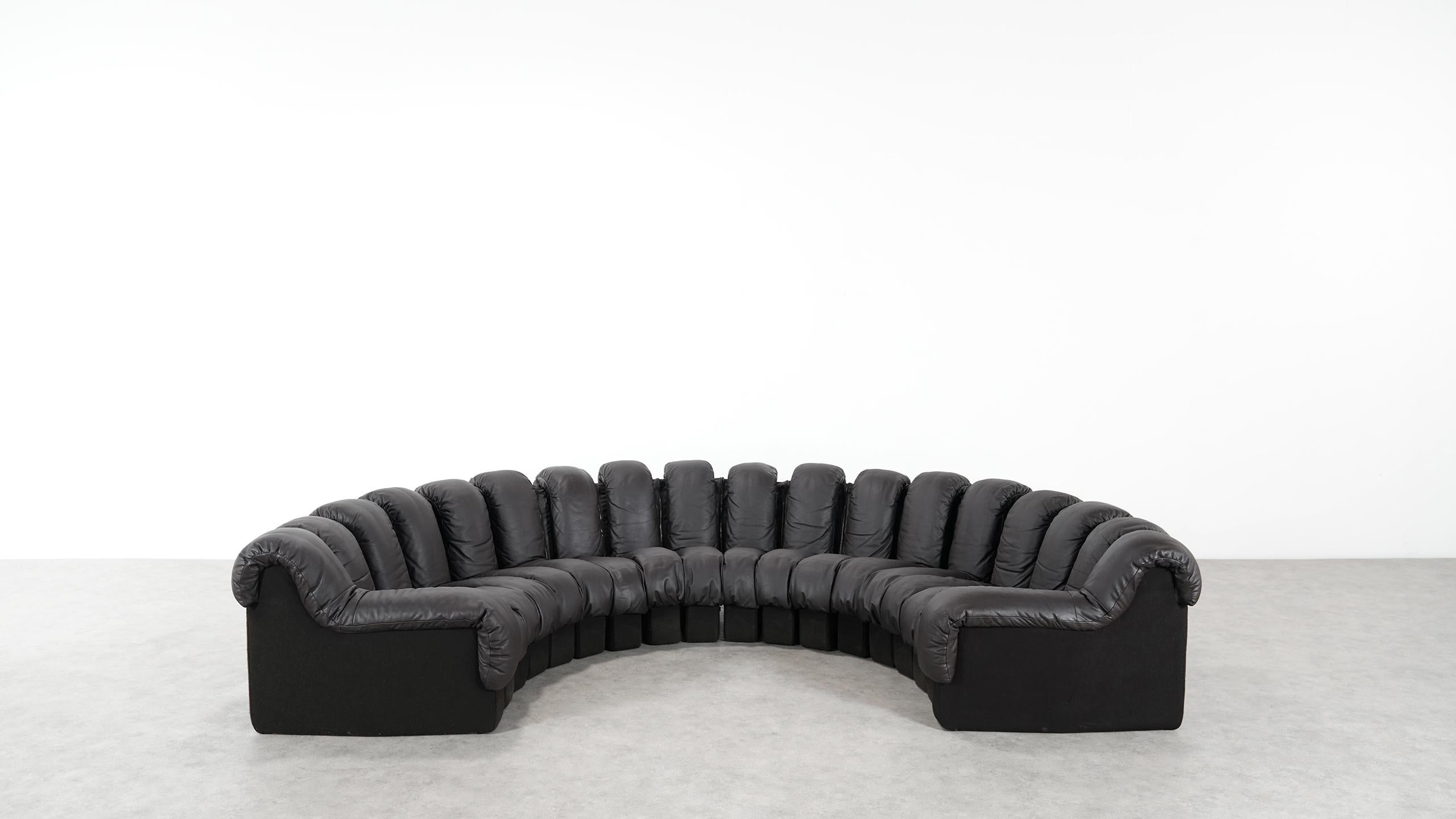 De Sede DS 600 Sofa by Ueli Berger / Riva 1972, Brown Black Leather 18 Elements 2