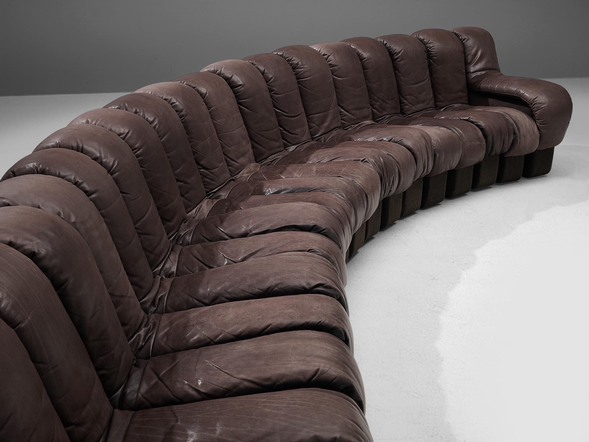 Mid-Century Modern De Sede DS-600 Sofa in Brown Leather