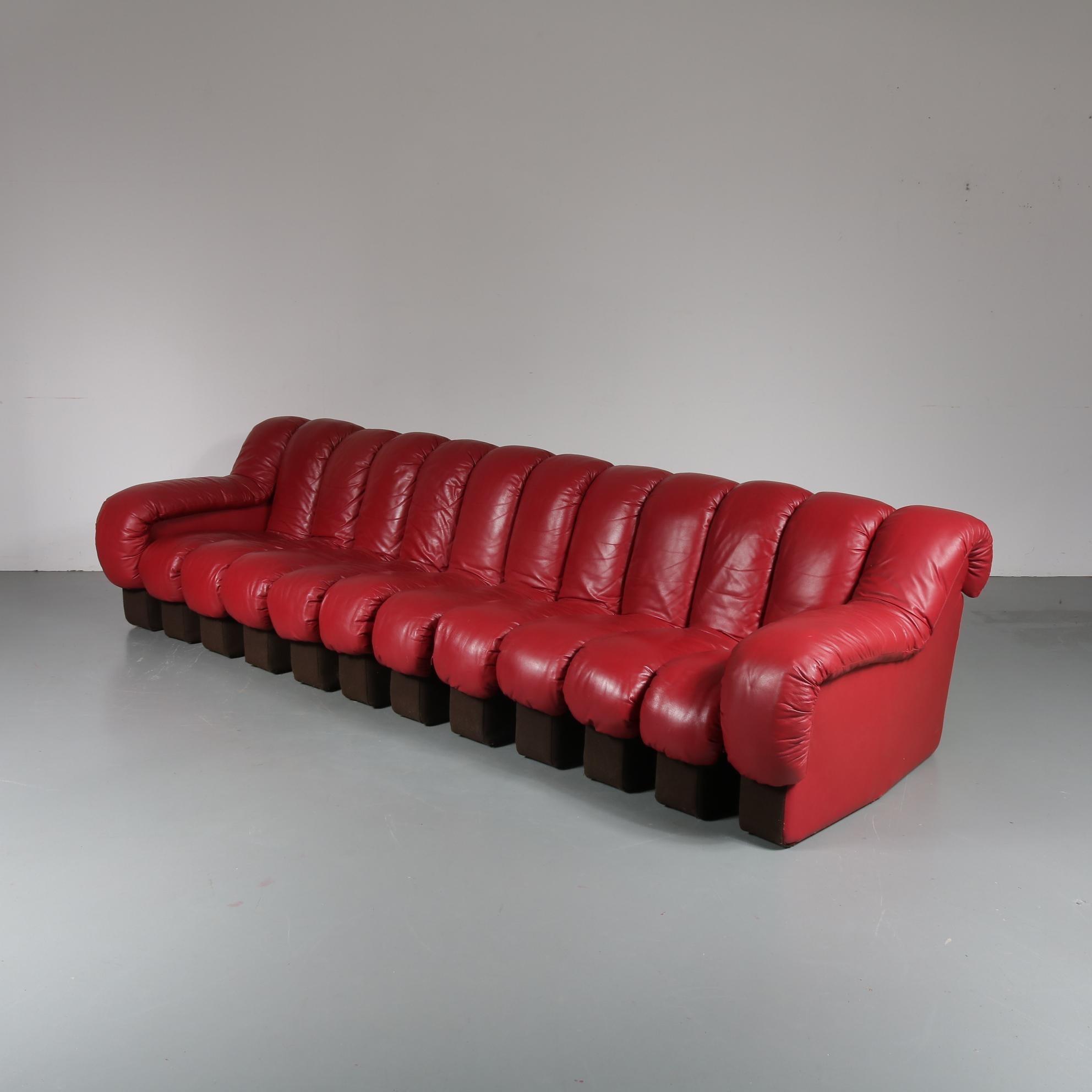 De Sede DS-600 Sofa in Red Leather, Switzerland, 1960 In Good Condition In Amsterdam, NL