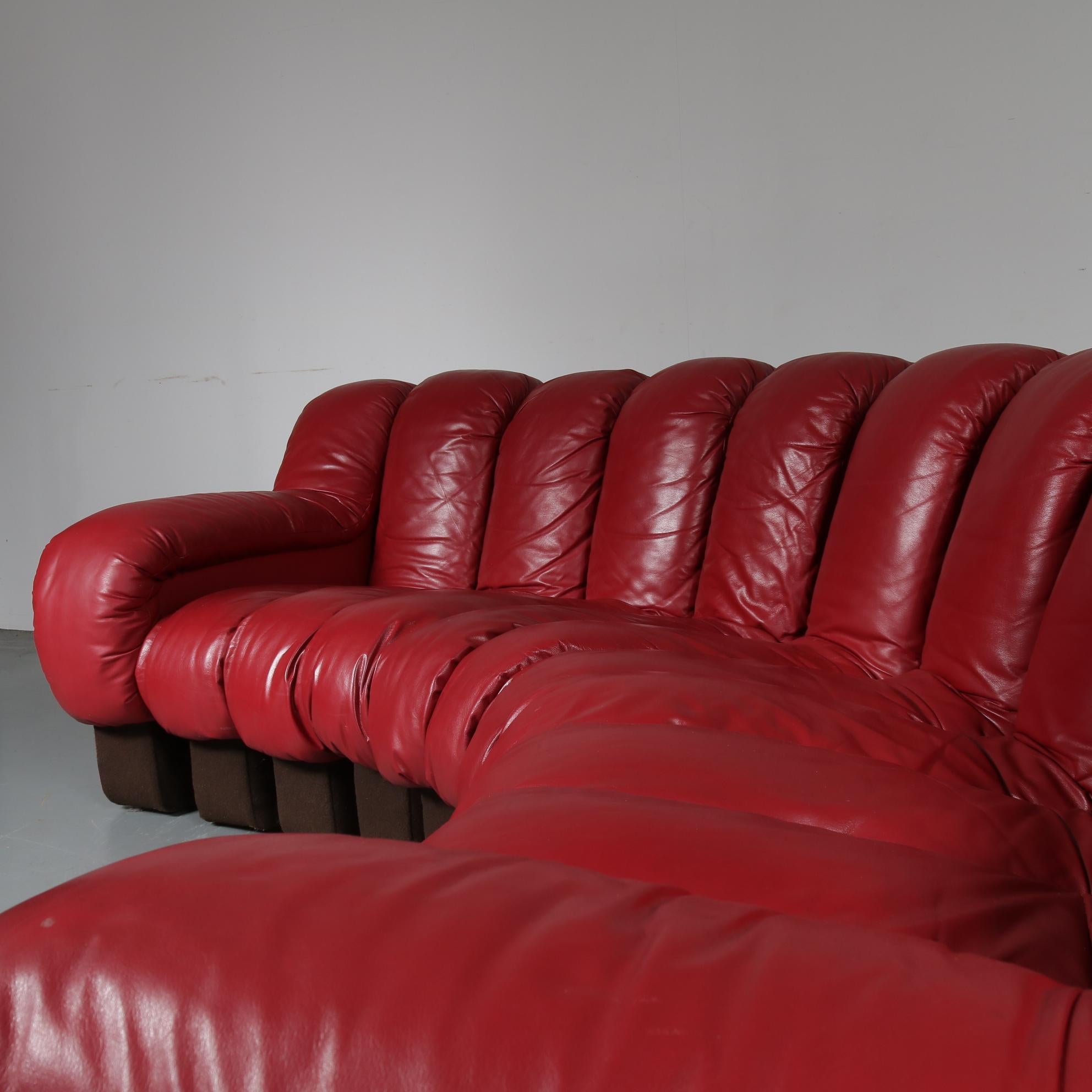 Fabric De Sede DS-600 Sofa in Red Leather, Switzerland, 1960