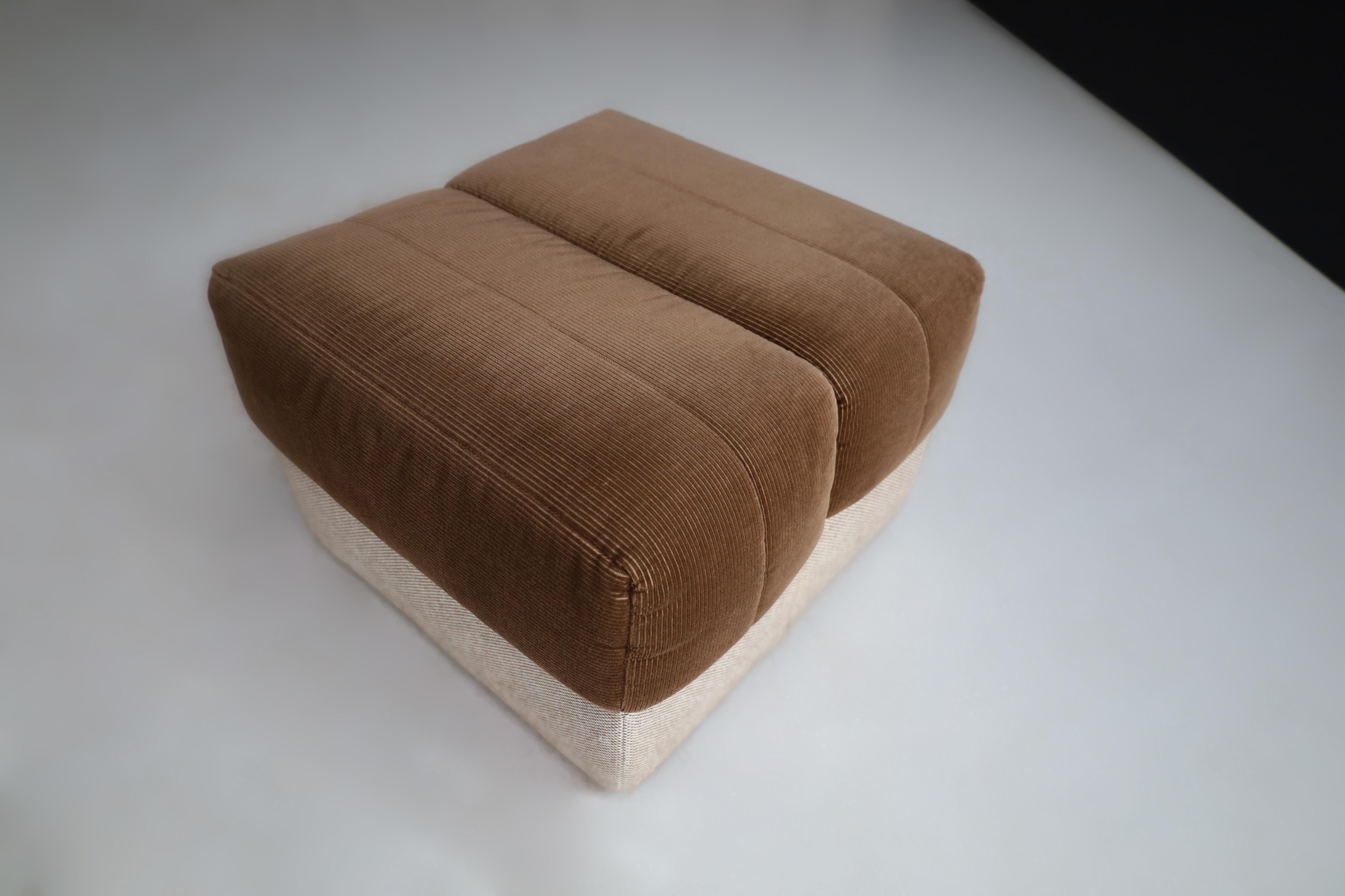 Rundes Sofa im DS-600-Stil von De Sede aus Kordstoffstoff, Deutschland, 1970er Jahre im Angebot 9