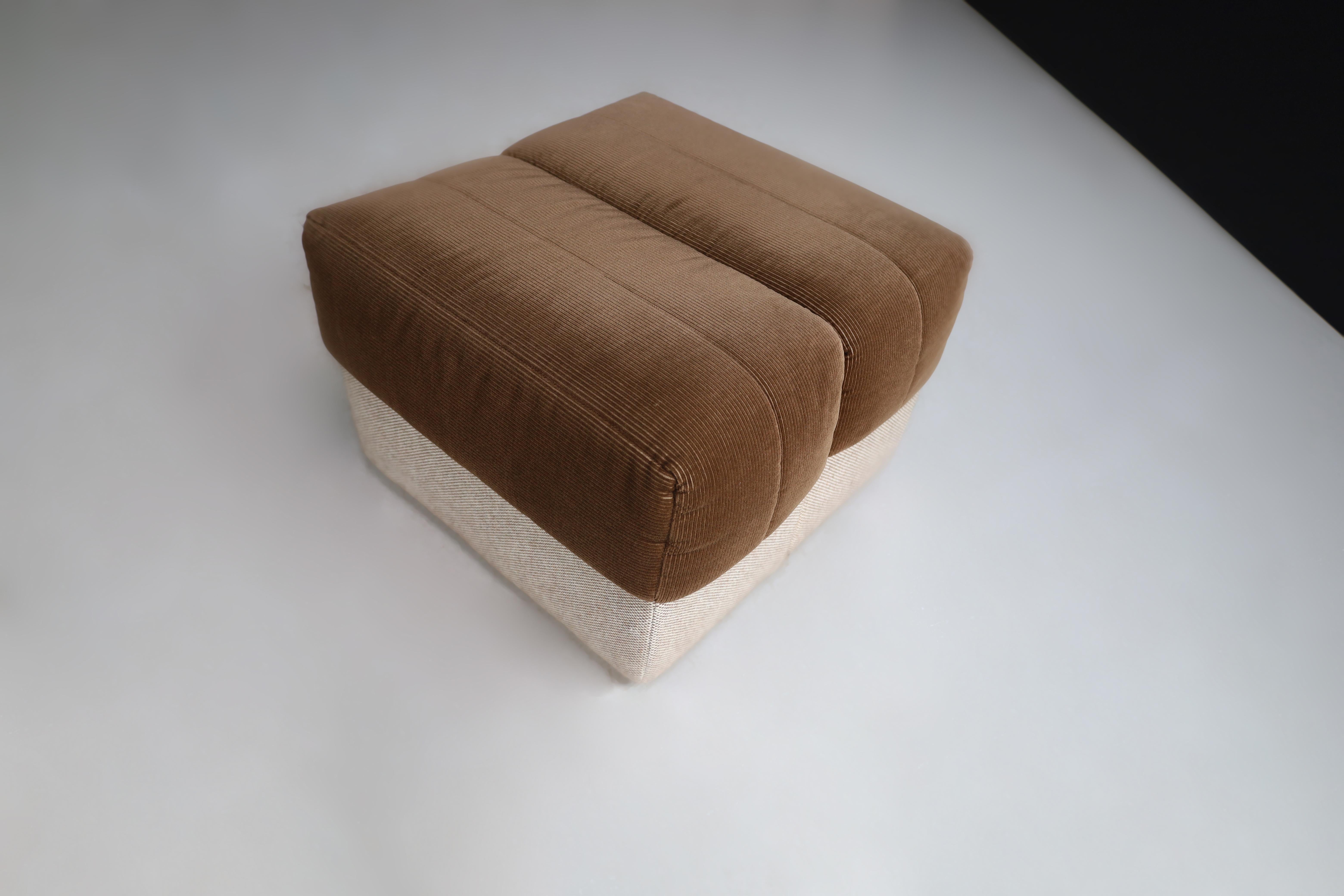 Rundes Sofa im DS-600-Stil von De Sede aus Kordstoffstoff, Deutschland, 1970er Jahre (Stoff) im Angebot