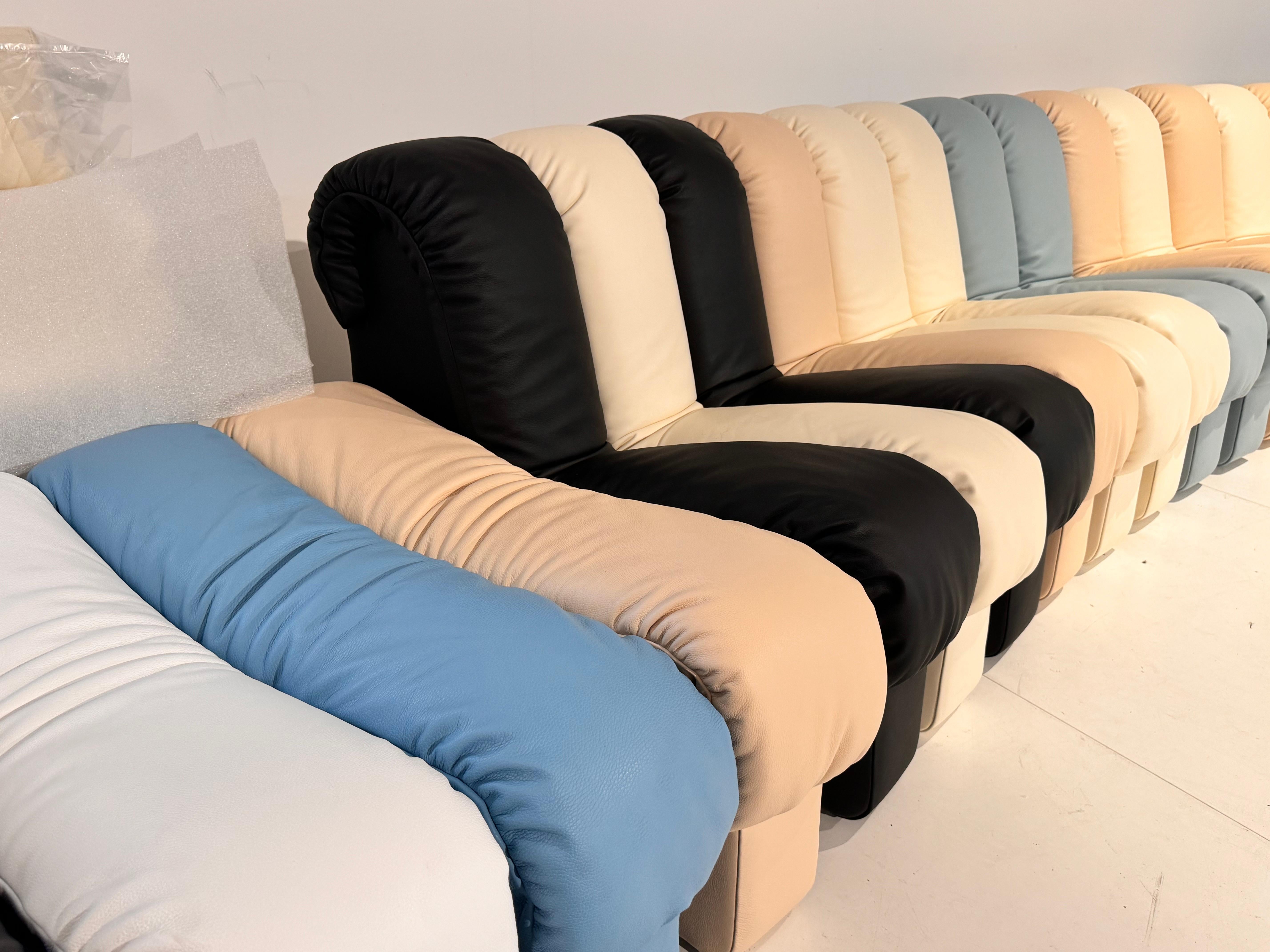 Late 20th Century De Sede DS 600 Tatzelwurm Nonstop Snake Shaped Modular Sofa leather Ueli Berger For Sale