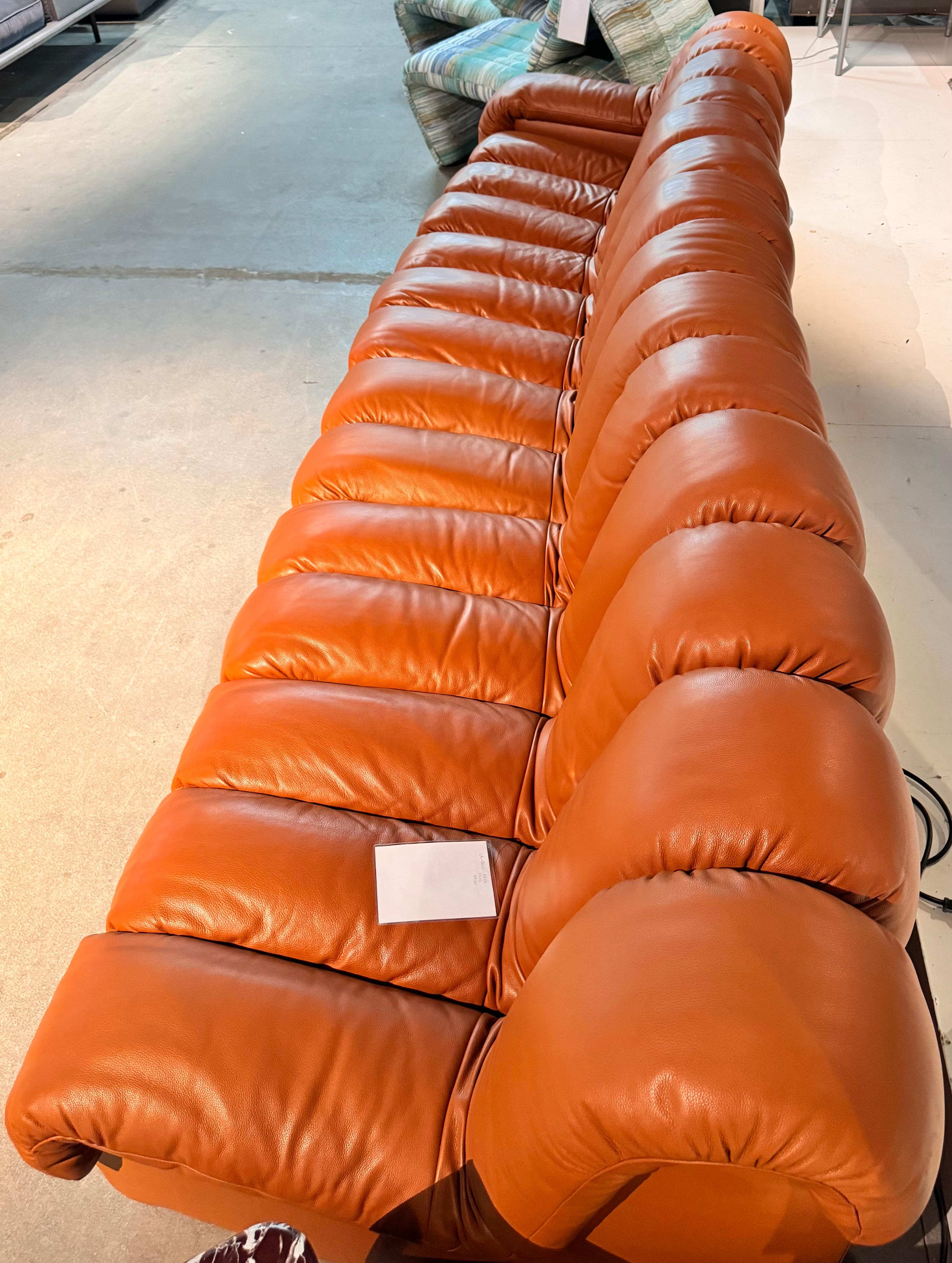 Fine XX secolo De Sede DS-600 Tatzelwurm Snake Divano modulare in pelle marrone teak in vendita
