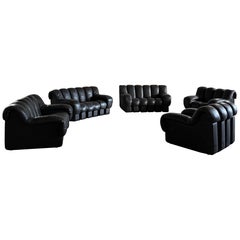 DE SEDE DS-600 „TATZELWURM“ SOFA DARK BROWN LEATHER 26 PIECES, SWITZERLAND 1980s
