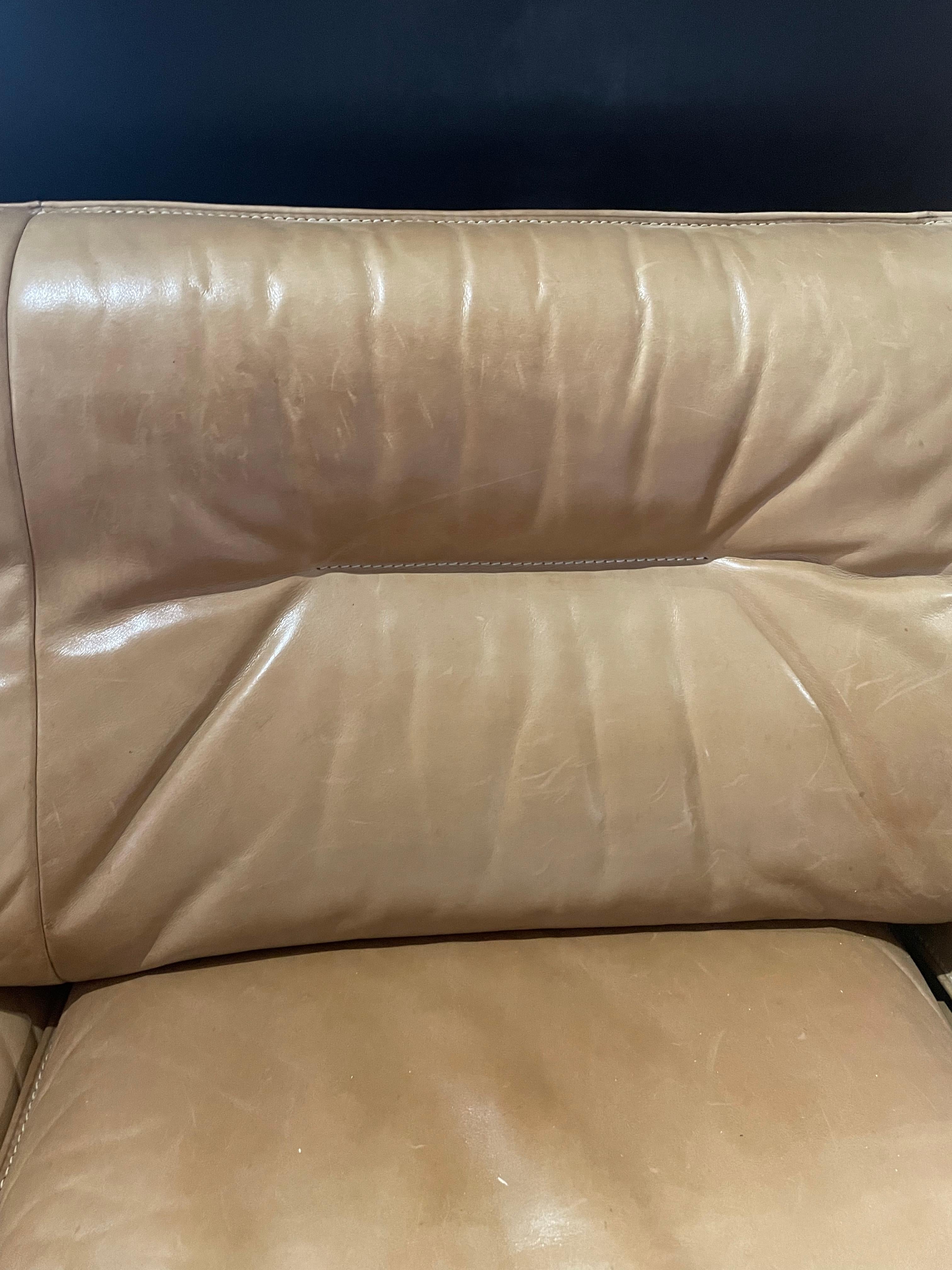 Mid-Century Modern De Sede Camel Leather 3 Seat Sofa