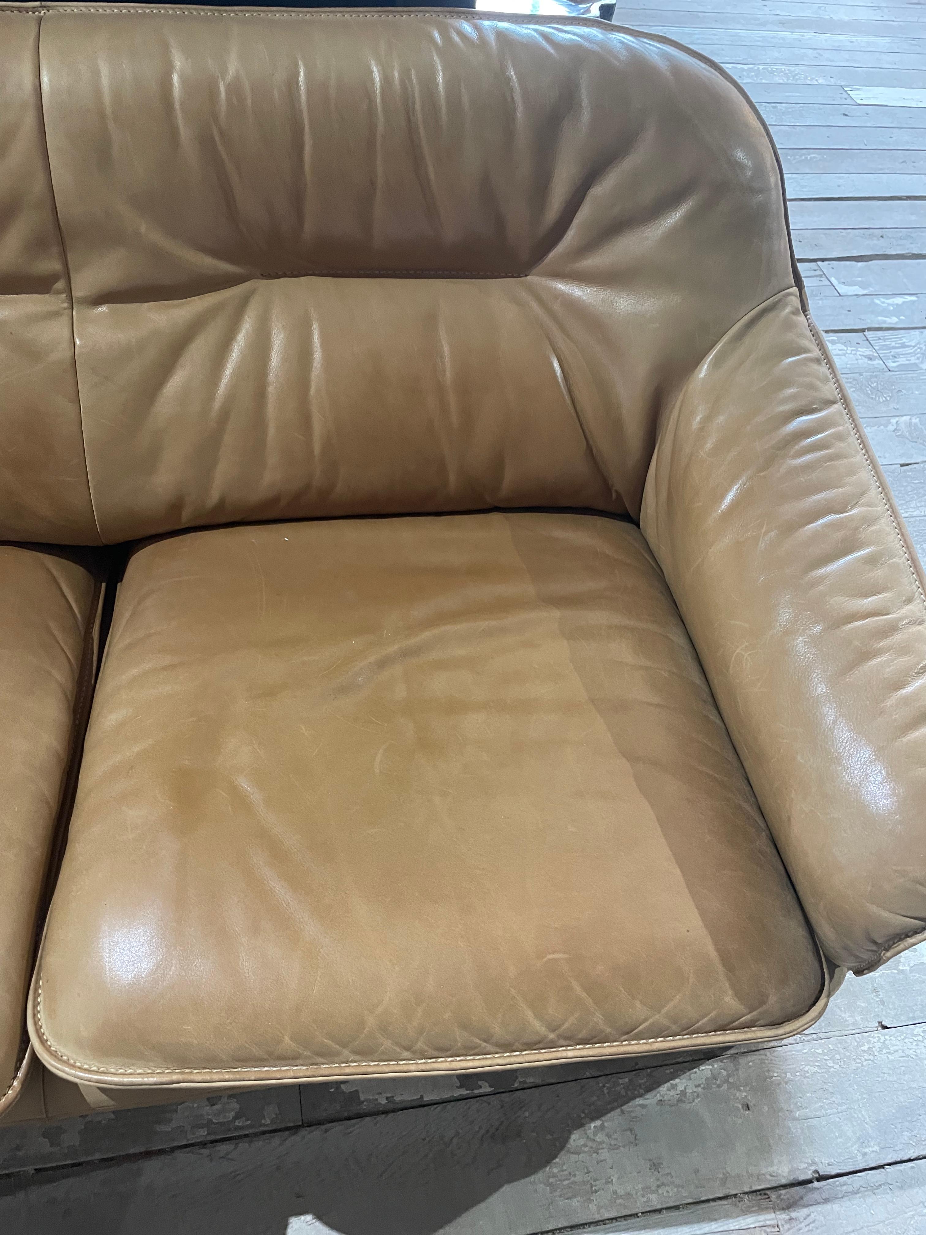 Swiss De Sede Camel Leather 3 Seat Sofa