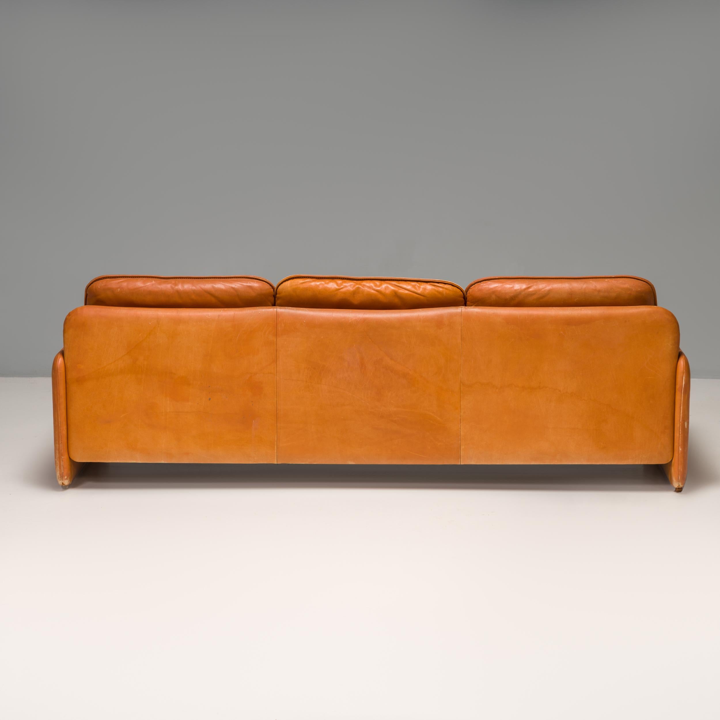 De Sede DS-61 Cognac Leather Sofa, 1970s In Fair Condition In London, GB