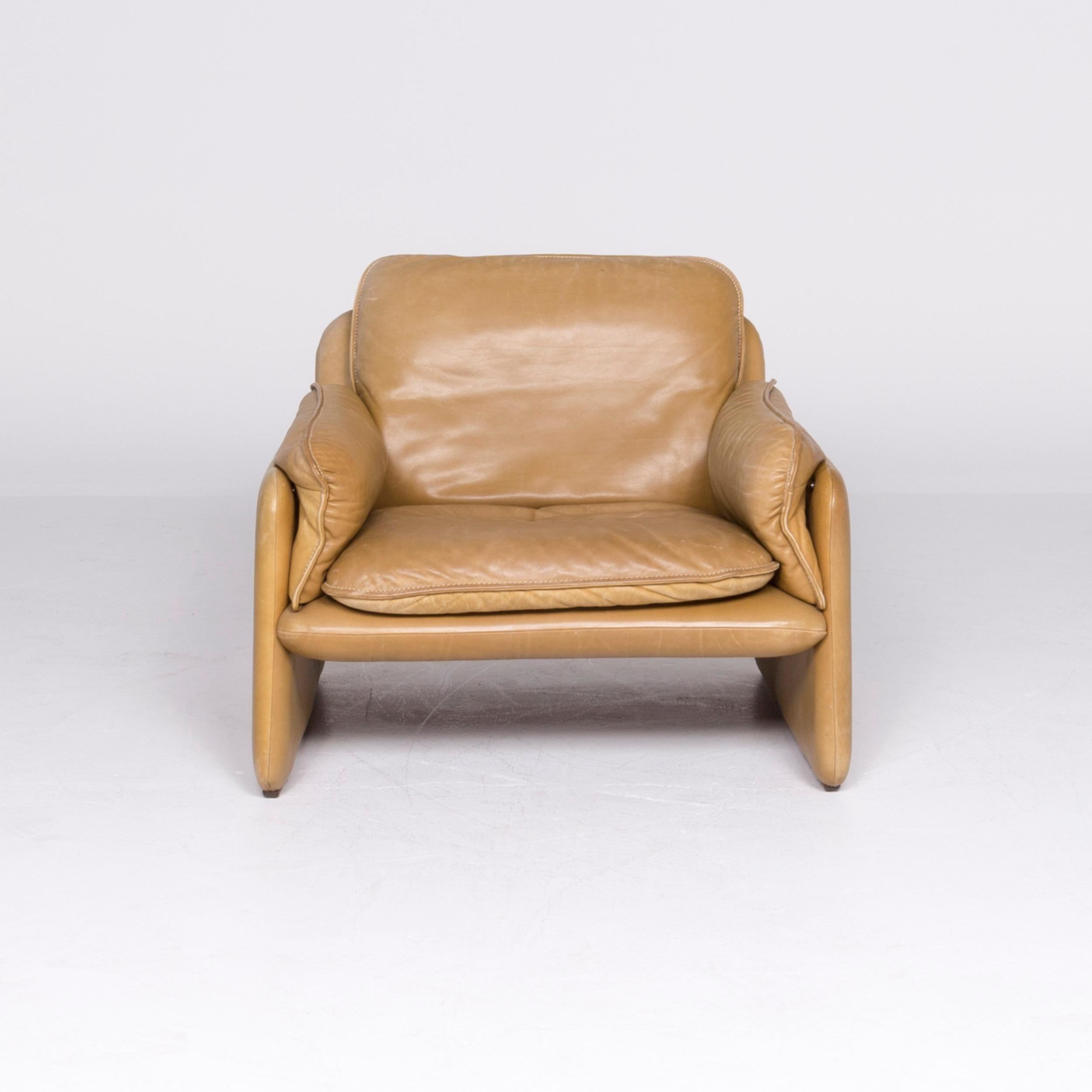 Modern De Sede DS 61 Designer Leather Armchair Brown Cognac Genuine Leather Chair For Sale