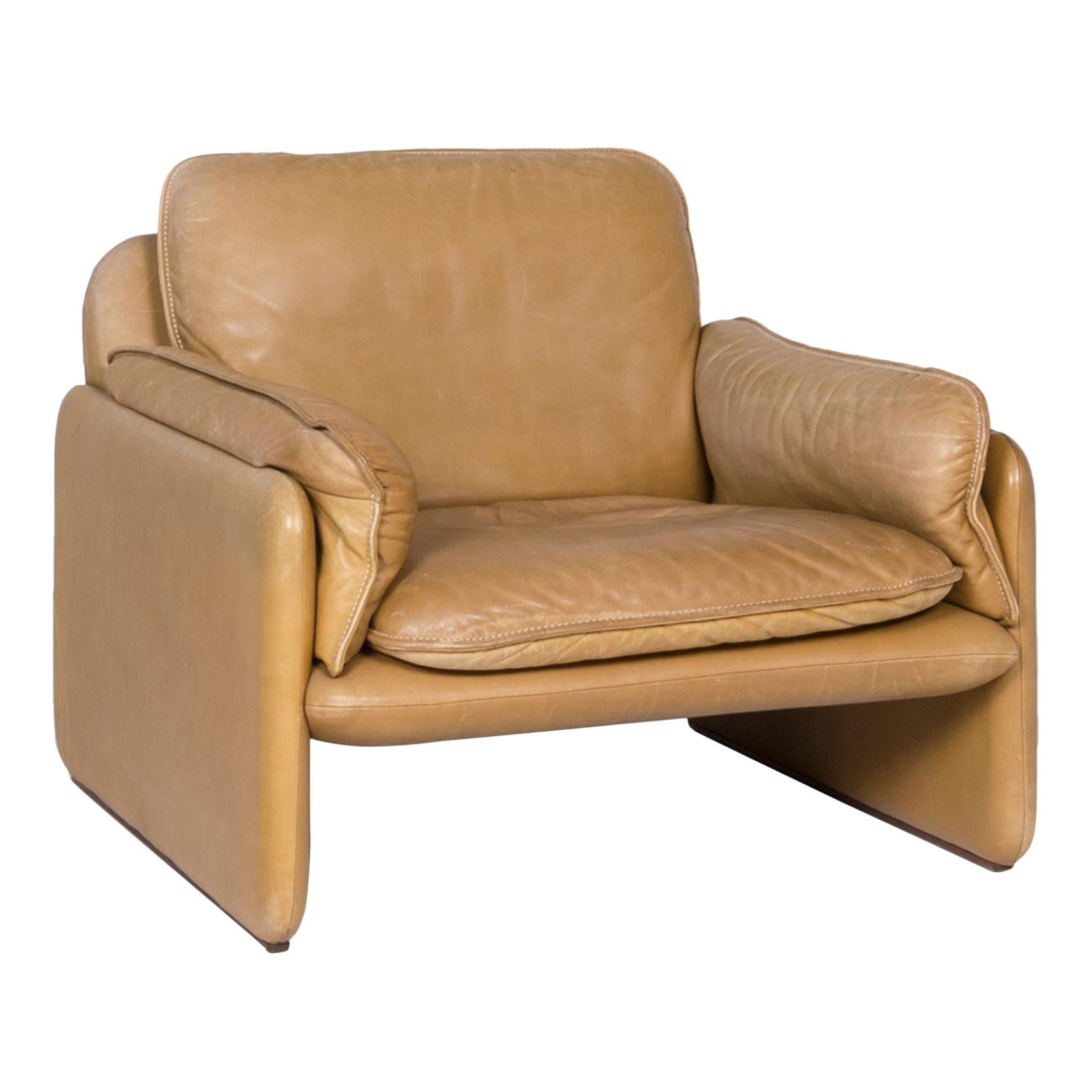 De Sede DS 61 Designer Leather Armchair Brown Cognac Genuine Leather Chair For Sale