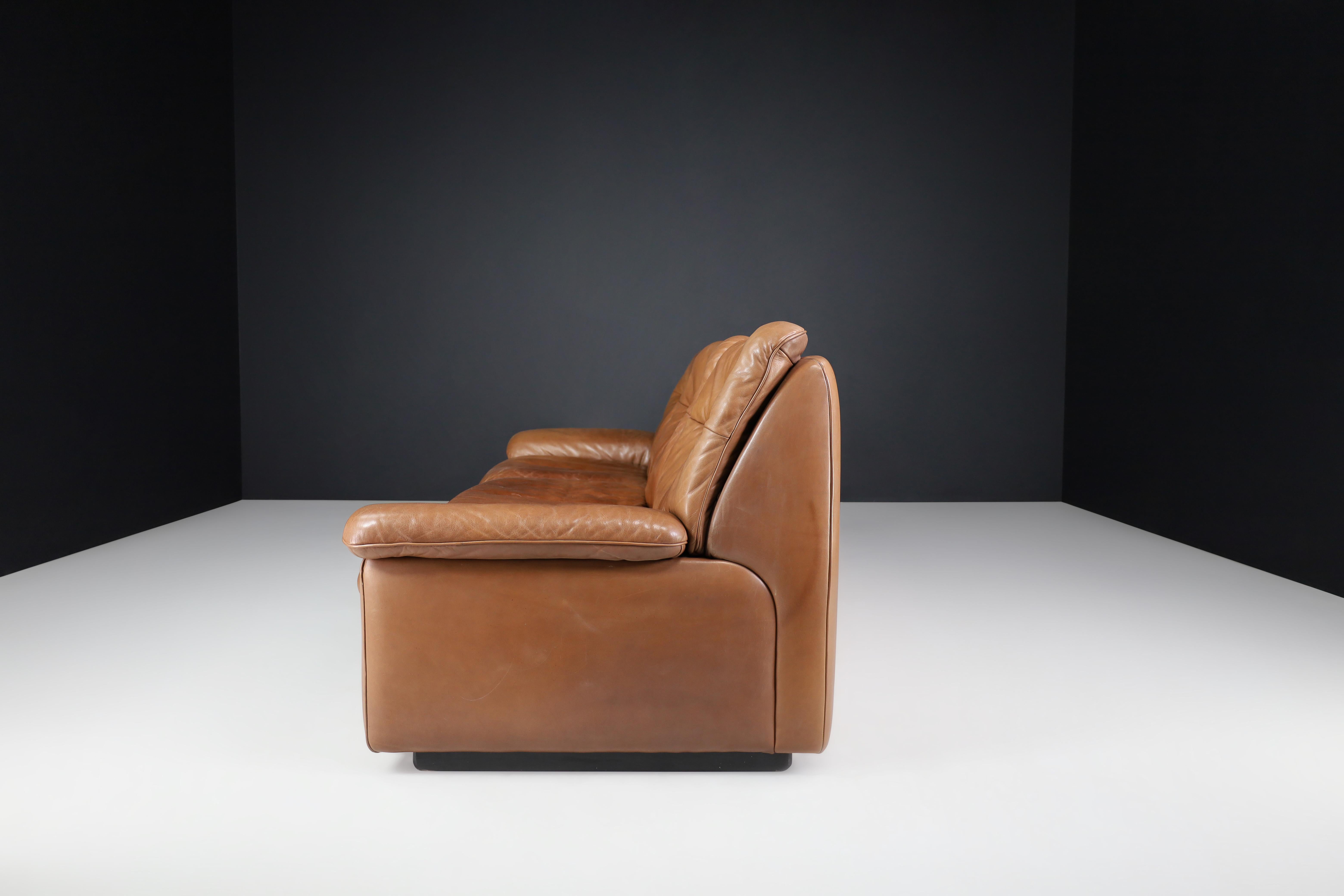 De Sede Ds 63 Three-Seater Sofa in Patinated Leather, Switzerland, 1970s For Sale 1