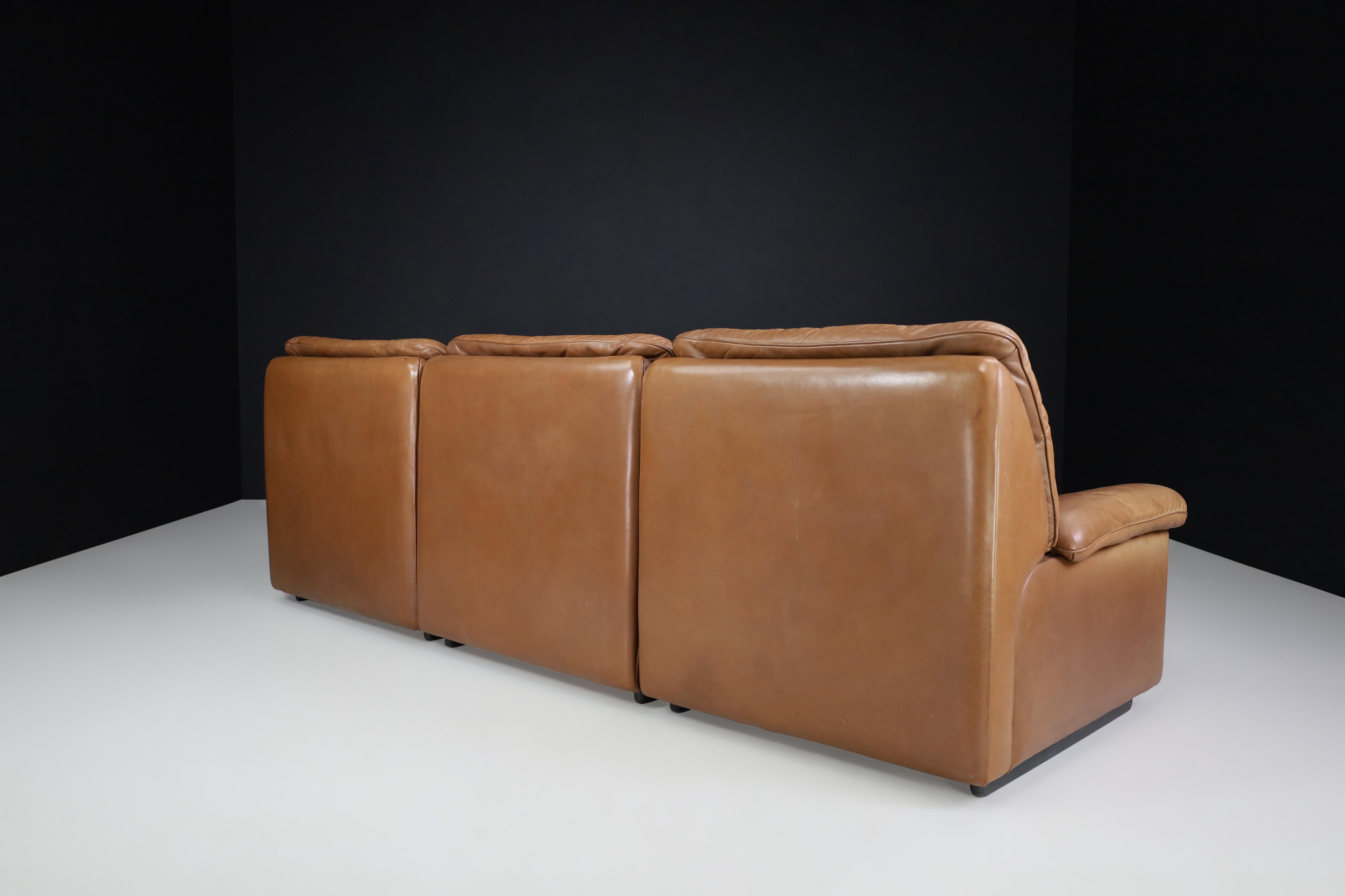 De Sede Ds 63 Dreisitzer-Sofa aus patiniertem Leder, Schweiz, 1970er Jahre im Zustand „Gut“ im Angebot in Almelo, NL
