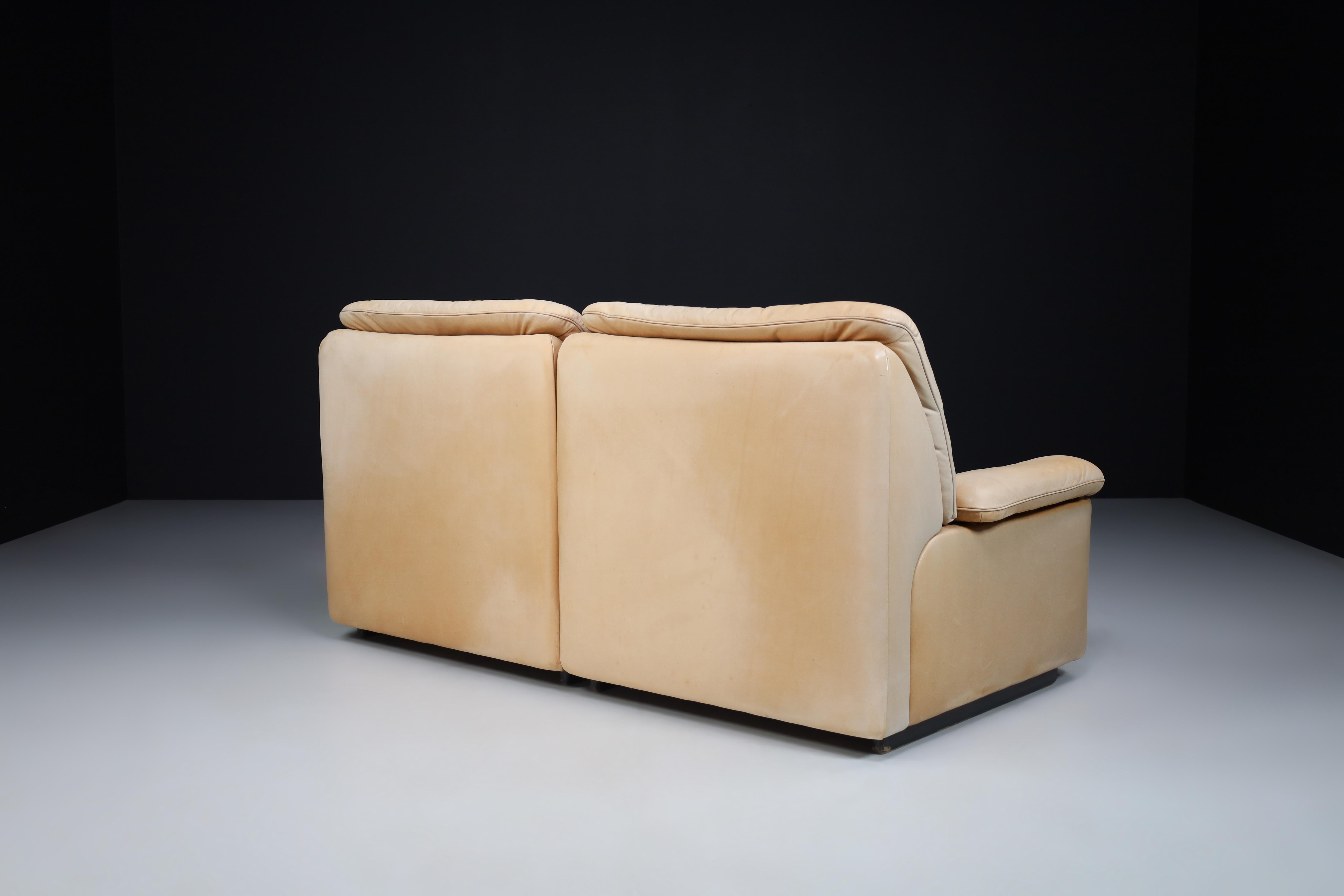 20th Century De Sede DS 63 Two-Seater Sofa in Leather, Switzerland, 1970s For Sale