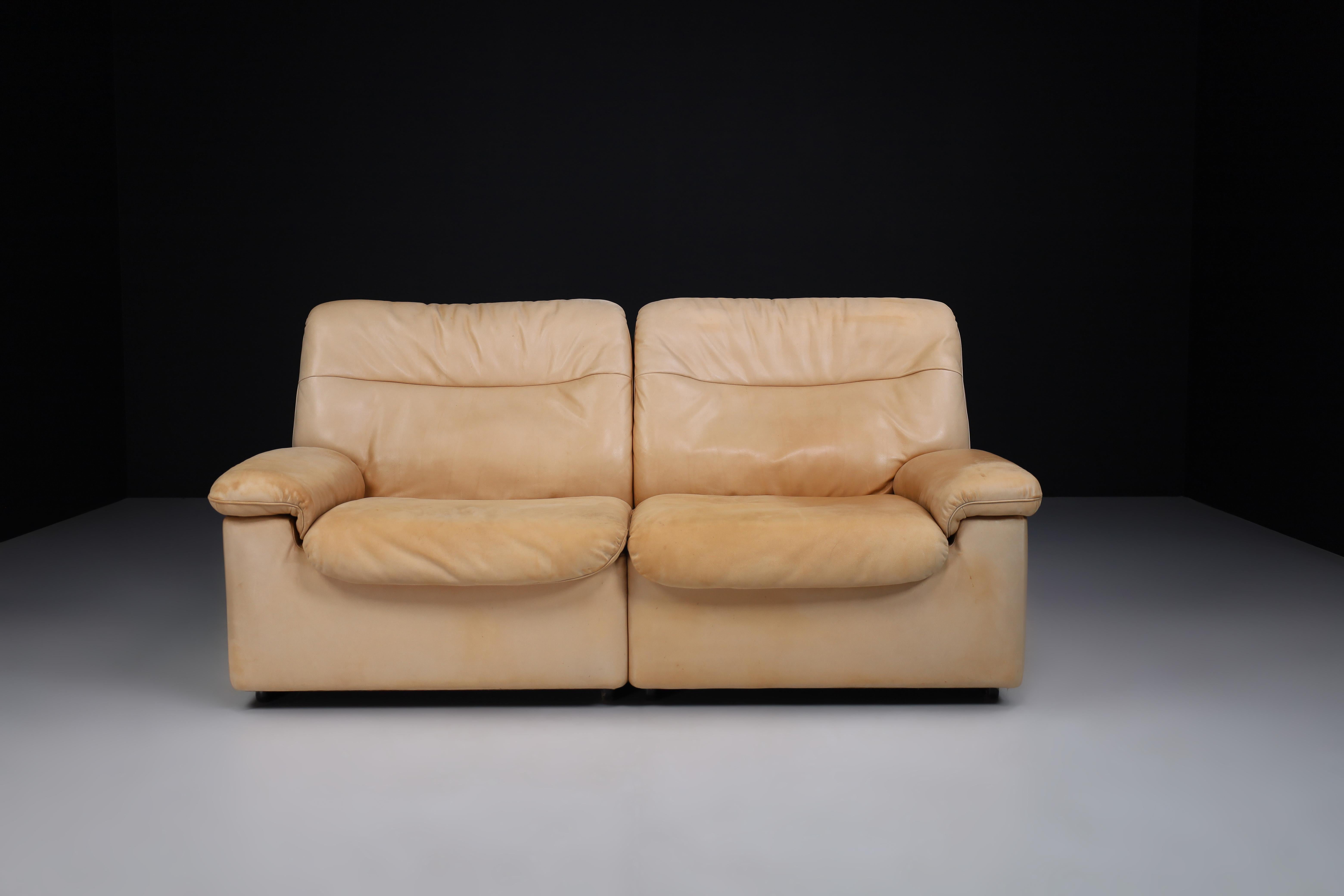 De Sede DS 63 Two-Seater Sofa in Leather, Switzerland, 1970s For Sale 1