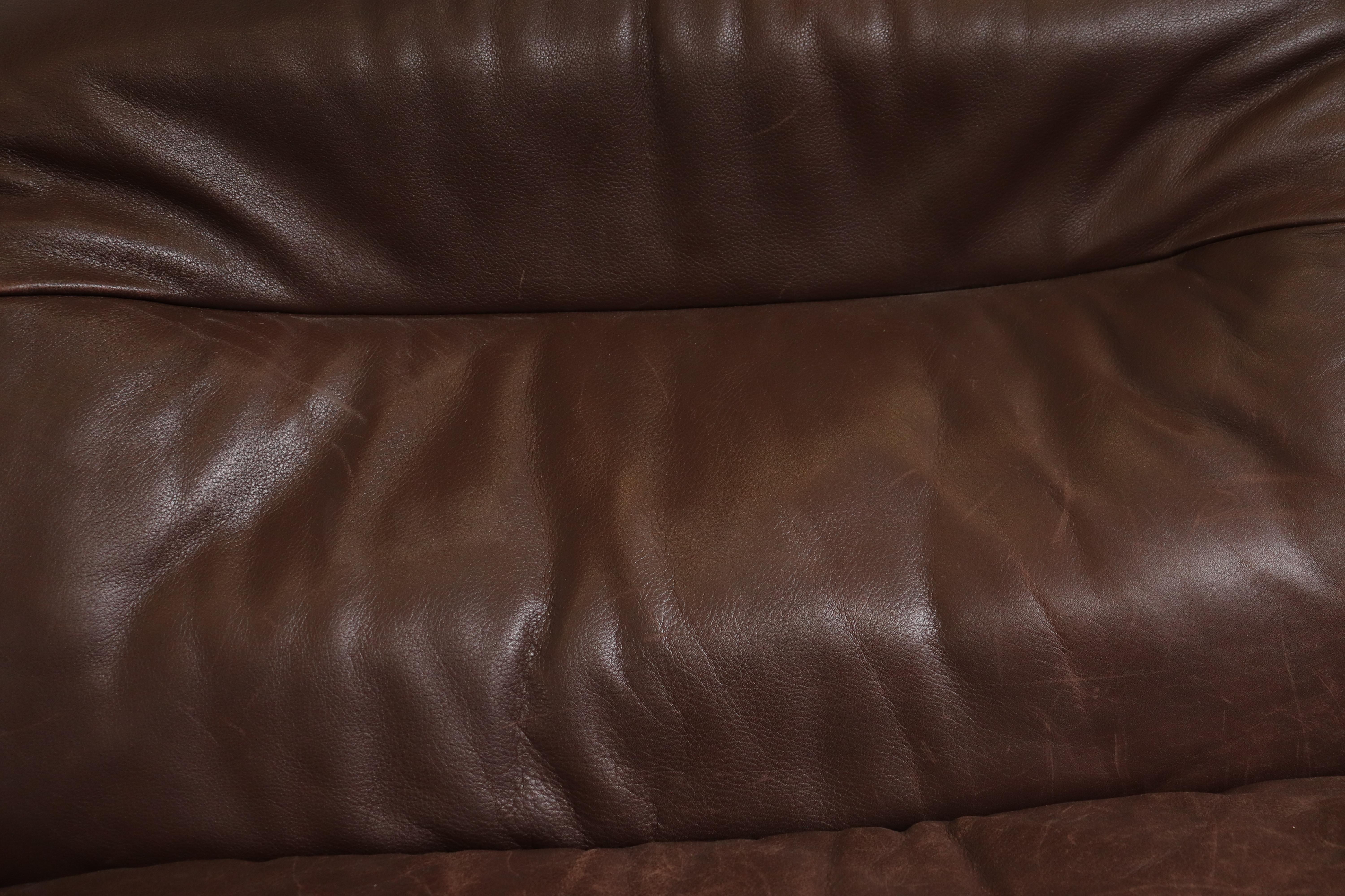 De Sede DS 66 Brown Leather 3-Seat Sofa 4