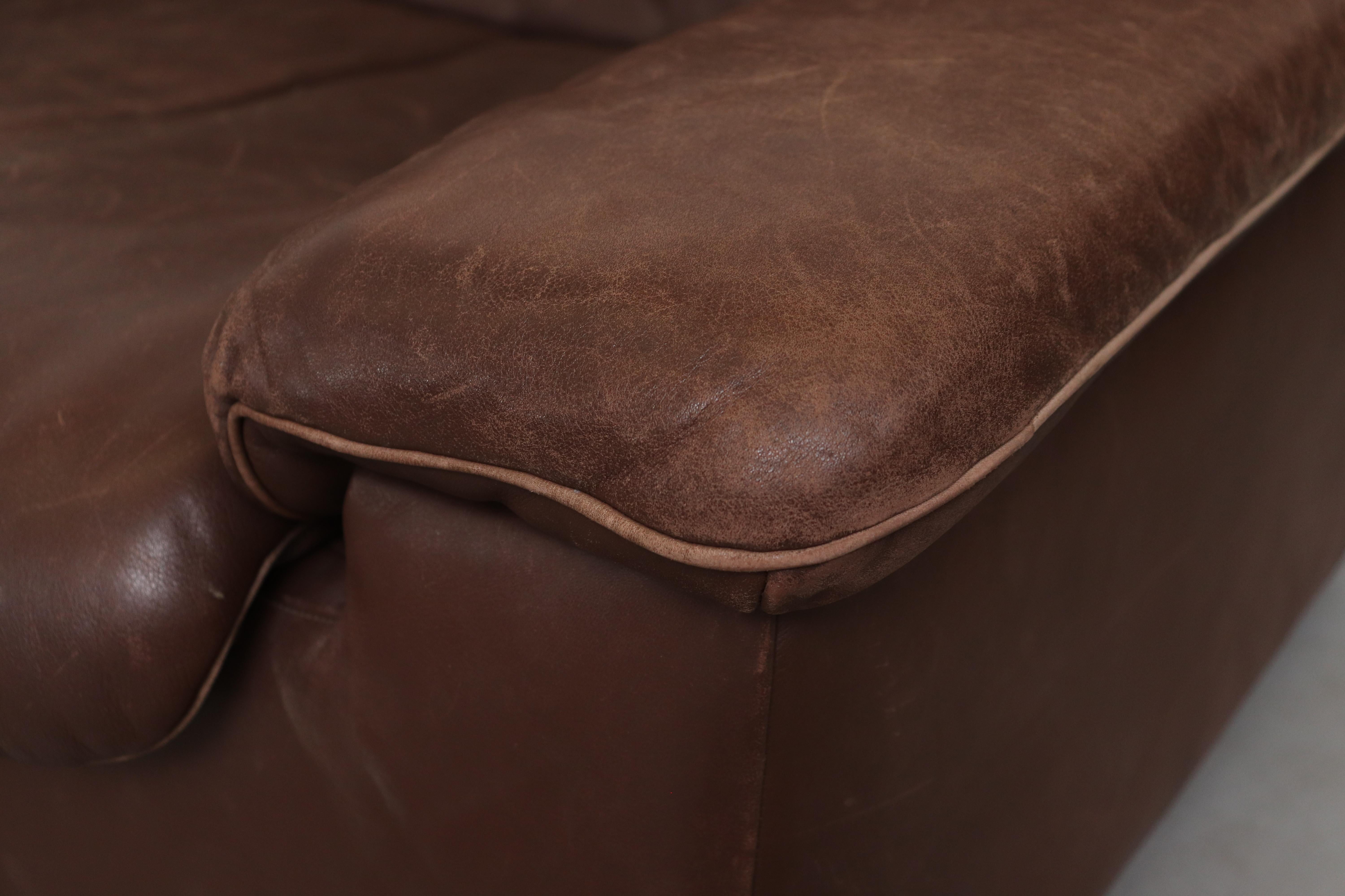 De Sede DS 66 Brown Leather 3-Seat Sofa 6
