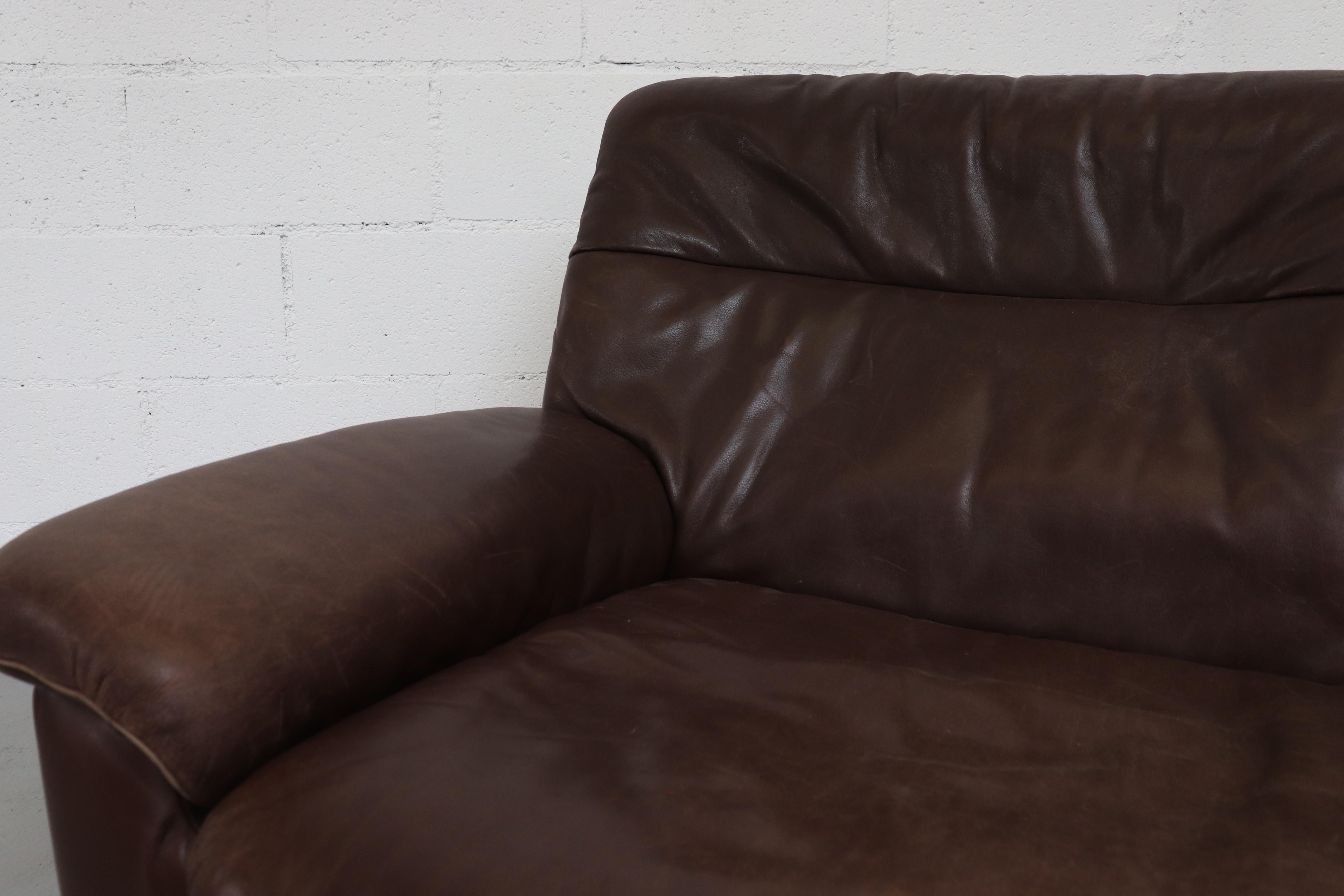 De Sede DS 66 Brown Leather 3-Seat Sofa 2