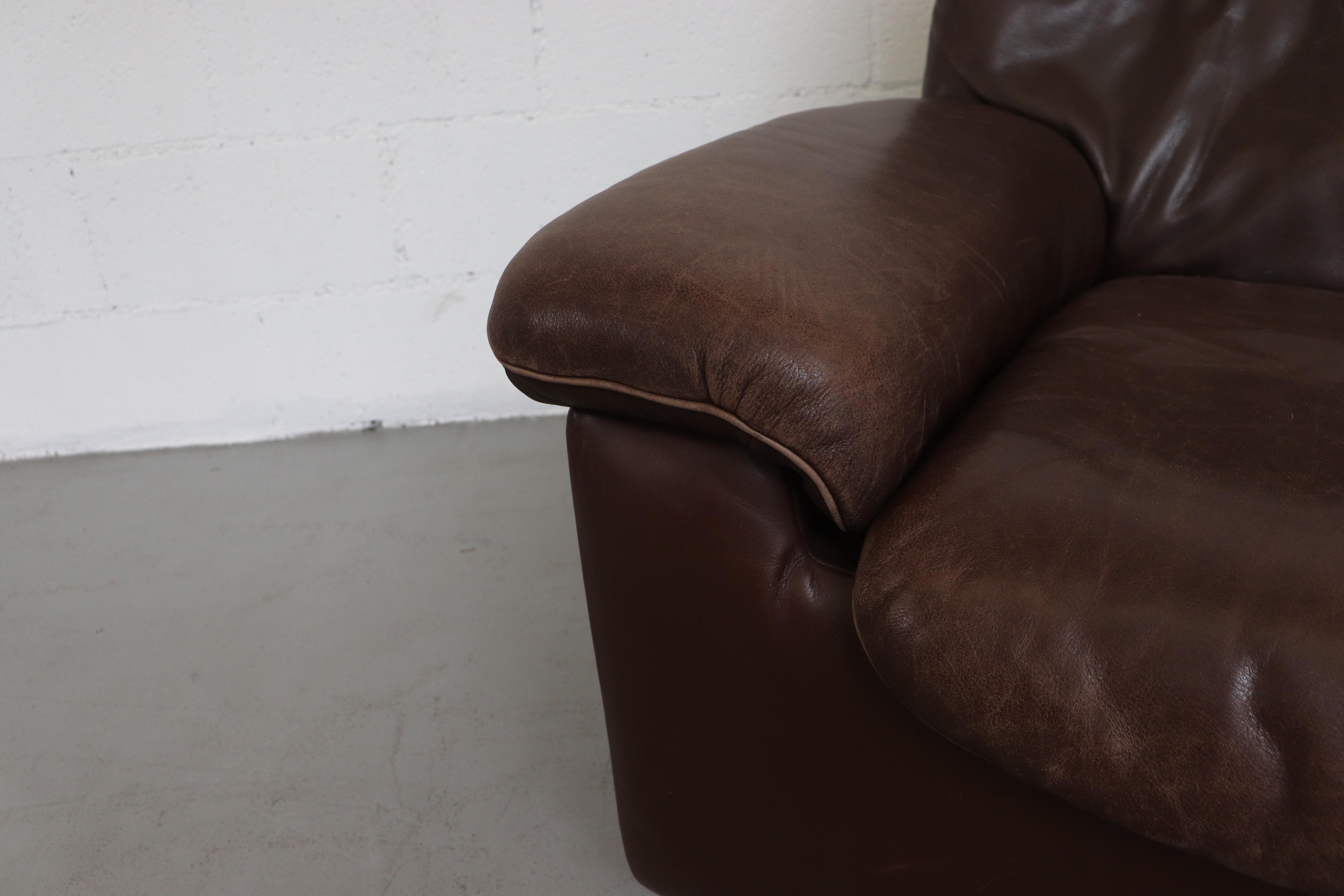 De Sede DS 66 Brown Leather 3-Seat Sofa 3