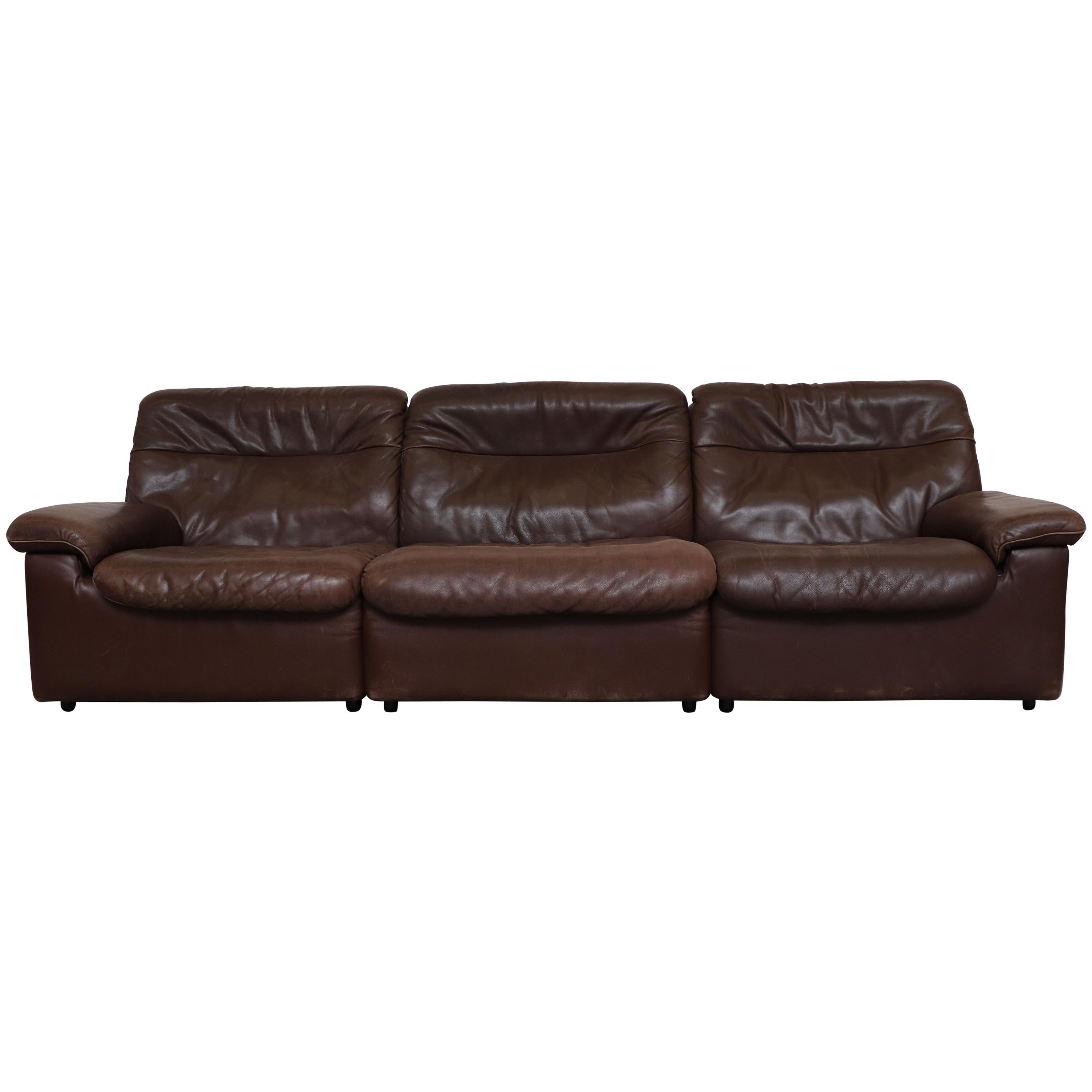 De Sede DS 66 Brown Leather 3-Seat Sofa