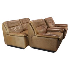 De Sede DS 66 Chocolate Leather Loveseat and Lounge Chairs Set of 3