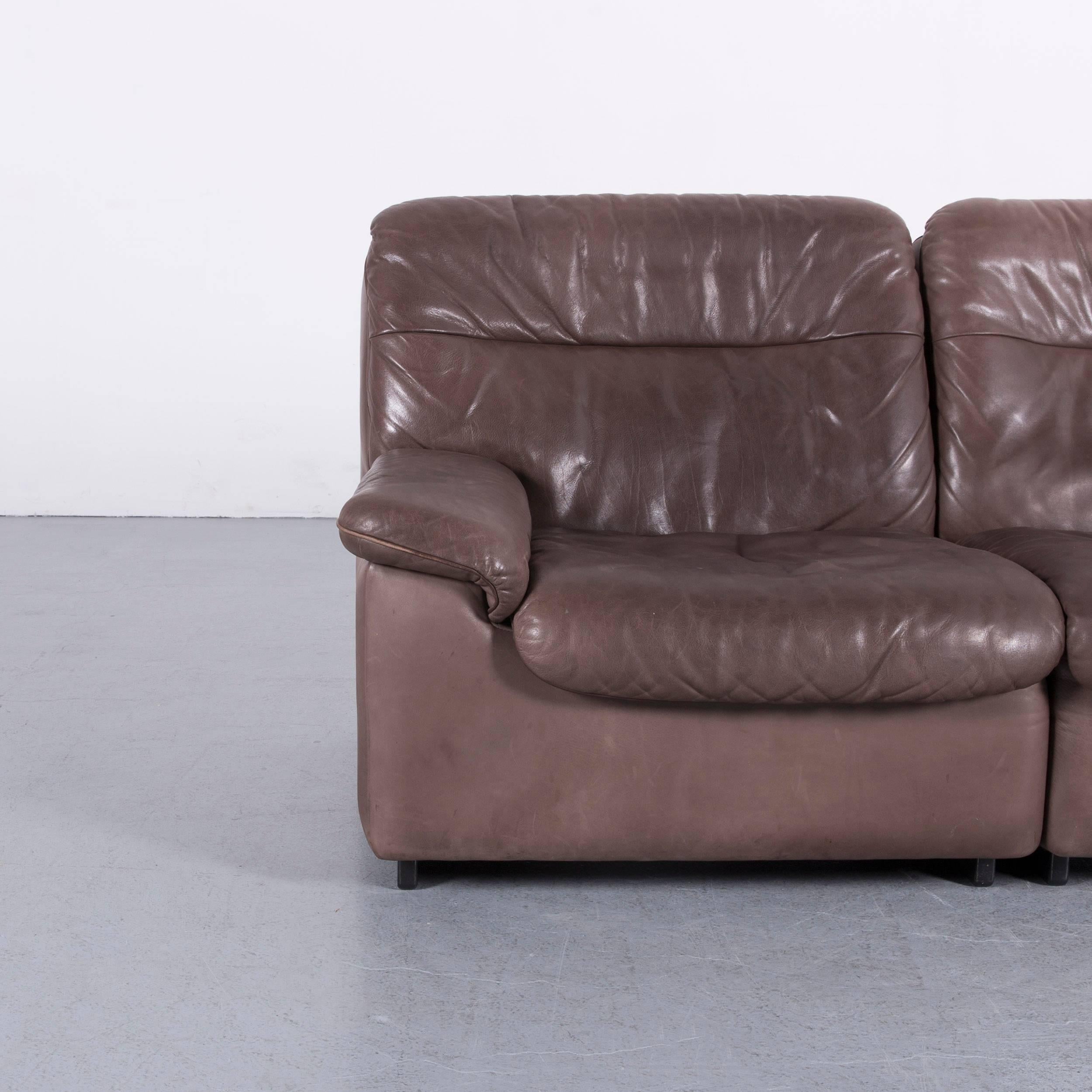 Swiss De Sede DS 66 Designer Leather Sofa Set Brown Two-Seat