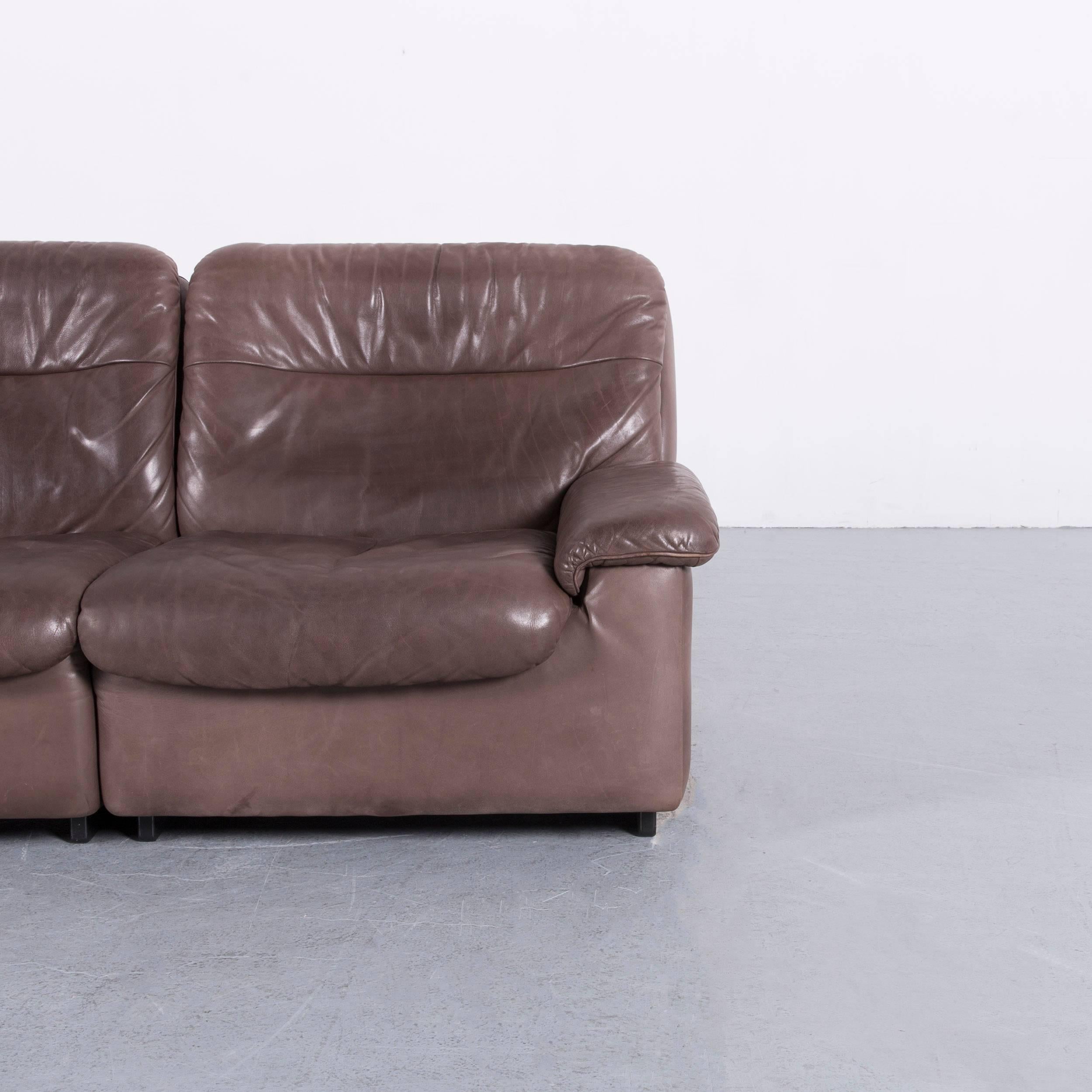 De Sede DS 66 Designer Leather Sofa Set Brown Two-Seat In Fair Condition In Cologne, DE