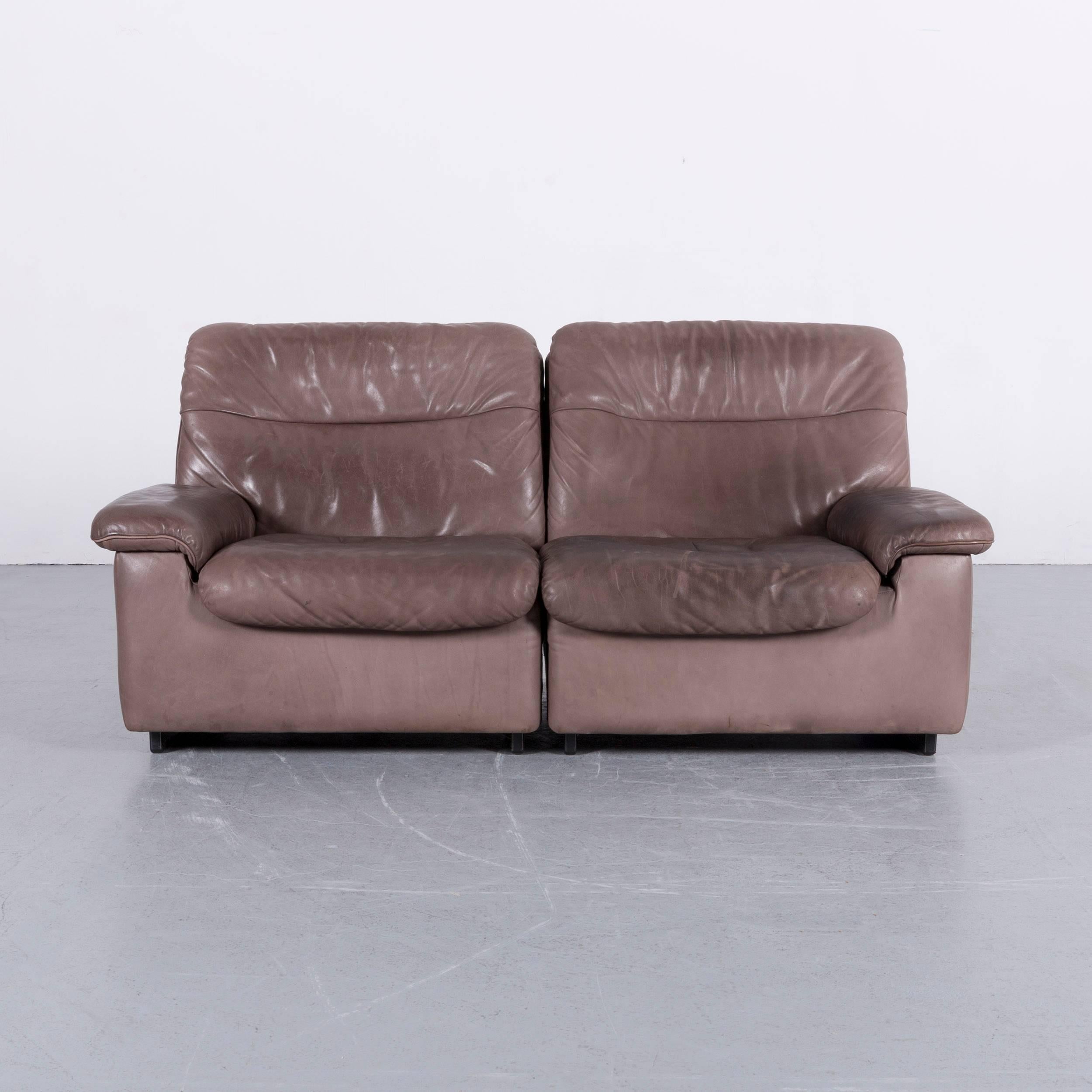 De Sede DS 66 Designer Sofa Brown Leather Two-Seat Couch In Fair Condition In Cologne, DE