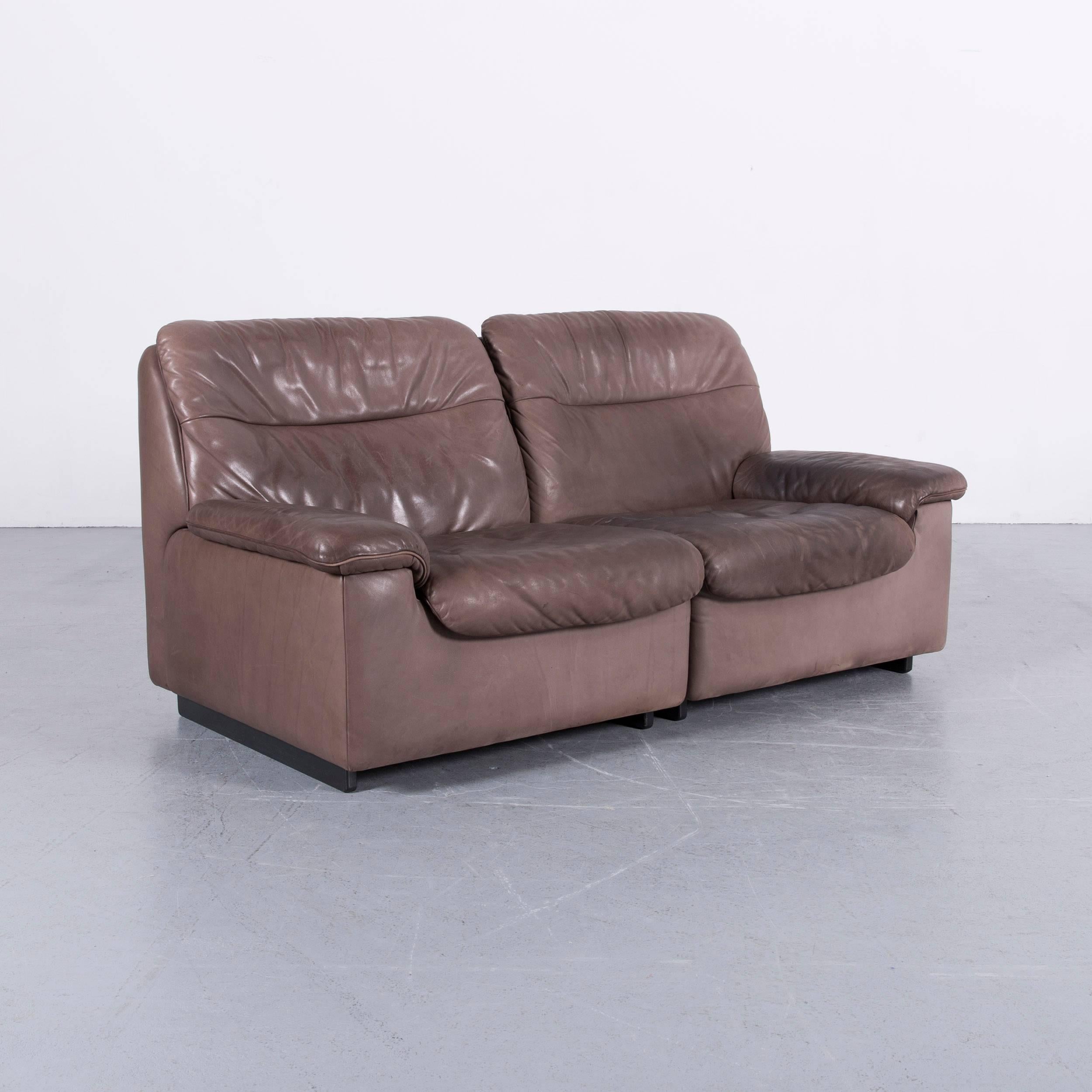 De Sede DS 66 Designer Sofa Brown Leather Two-Seat Couch 4