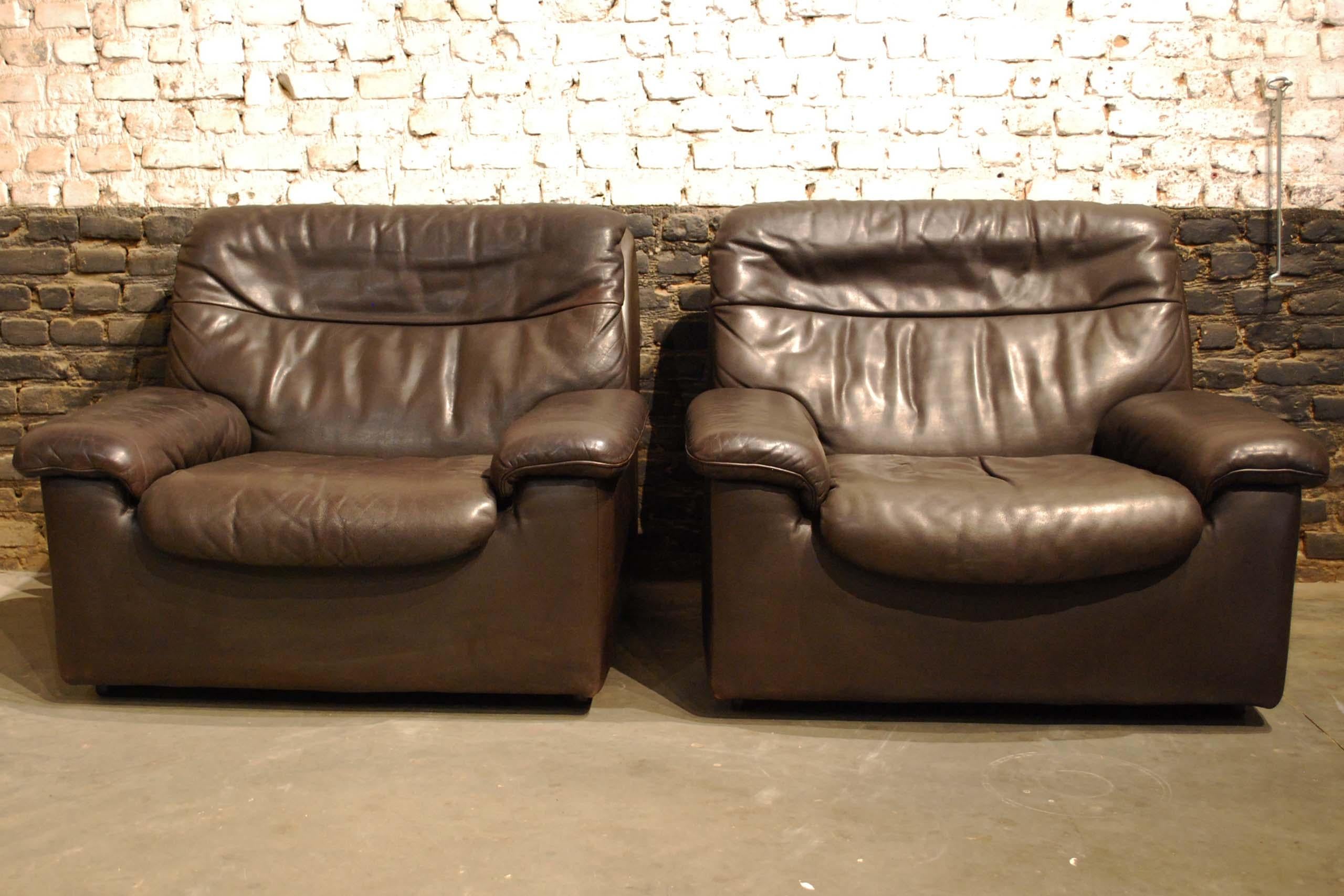 De Sede DS 66 Three-Piece Dark Brown Leather Sofa Set by Carl Larsson 2