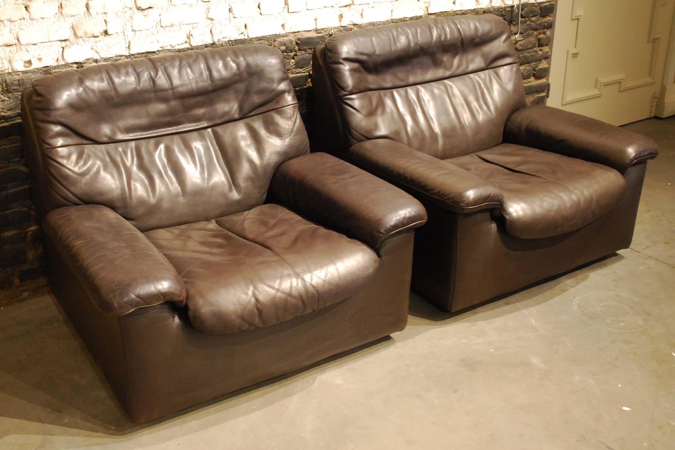 De Sede DS 66 Three-Piece Dark Brown Leather Sofa Set by Carl Larsson 5