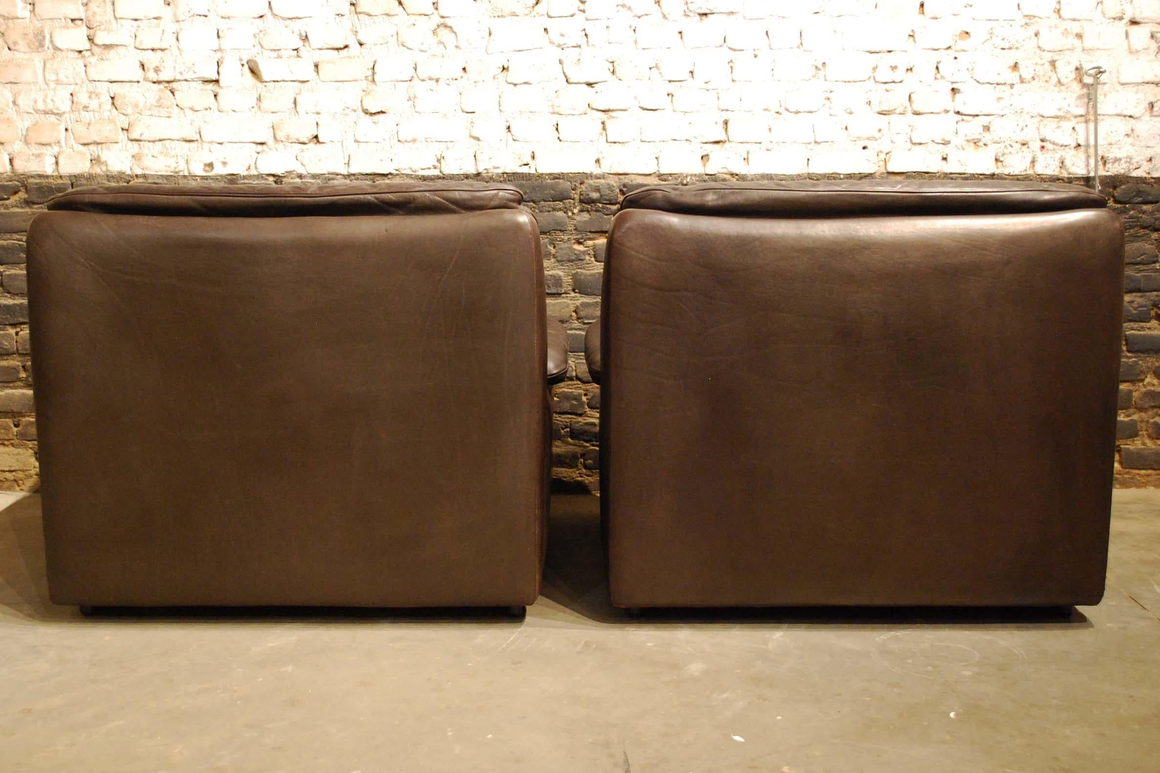 De Sede DS 66 Three-Piece Dark Brown Leather Sofa Set by Carl Larsson 6