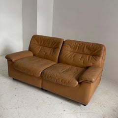 De Sede Ds-66 Vintage Love Seat Cuero coñac, Suiza, 1978