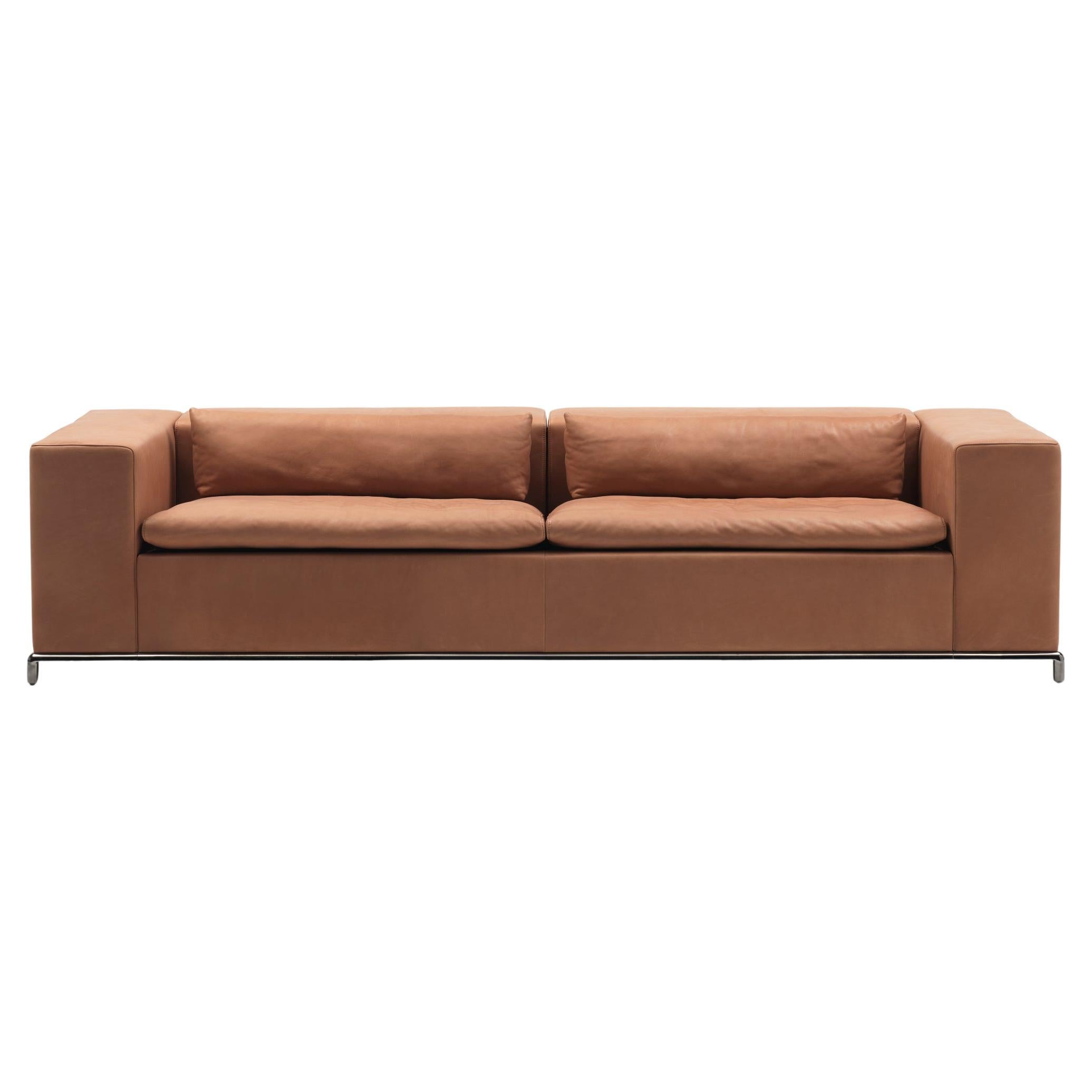 De Sede DS-7 Four-Seat Sofa in Nougat Leather Upholstery by Antonella Scarpitta