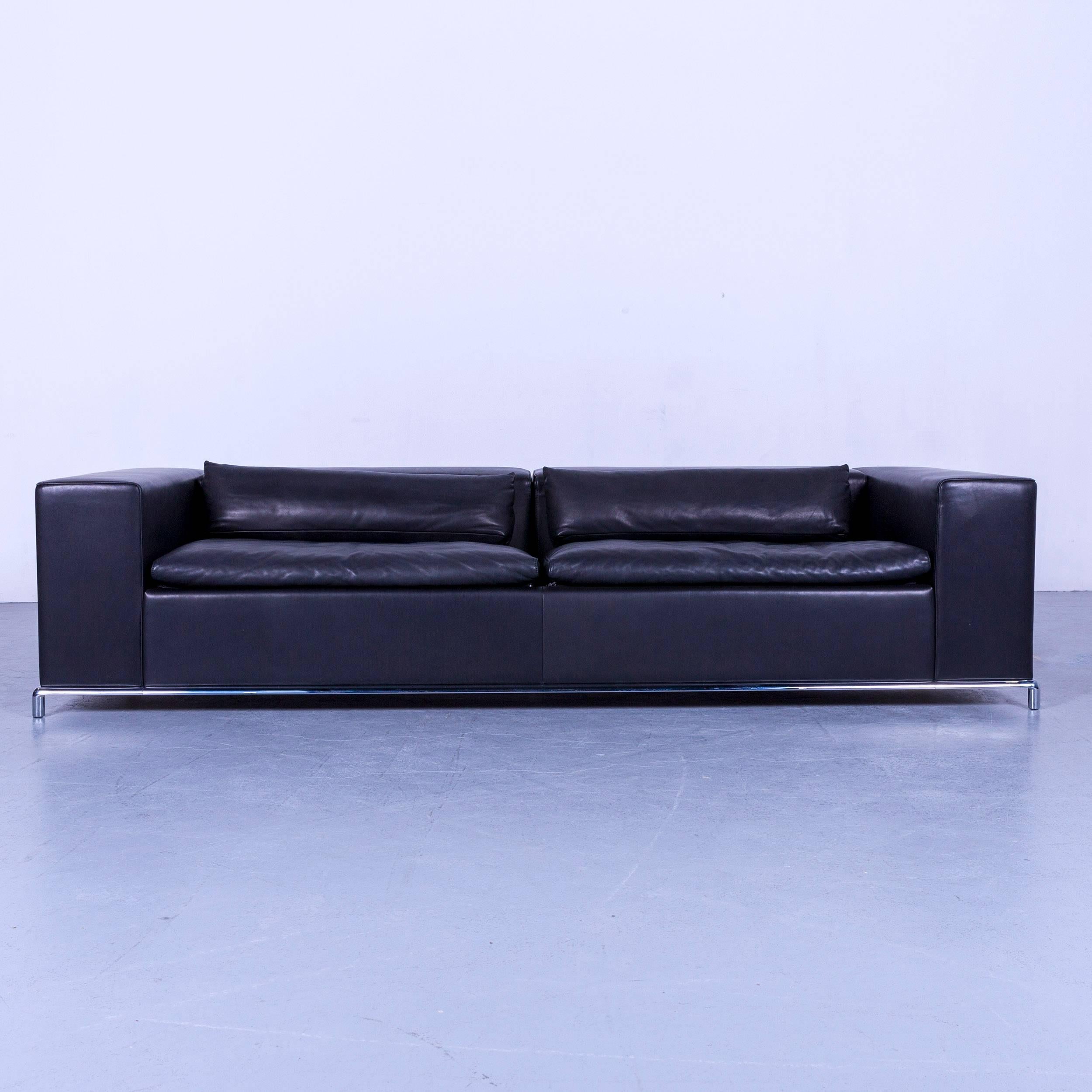 Contemporary De Sede DS 7 Leather Sofa Black Three-Seat