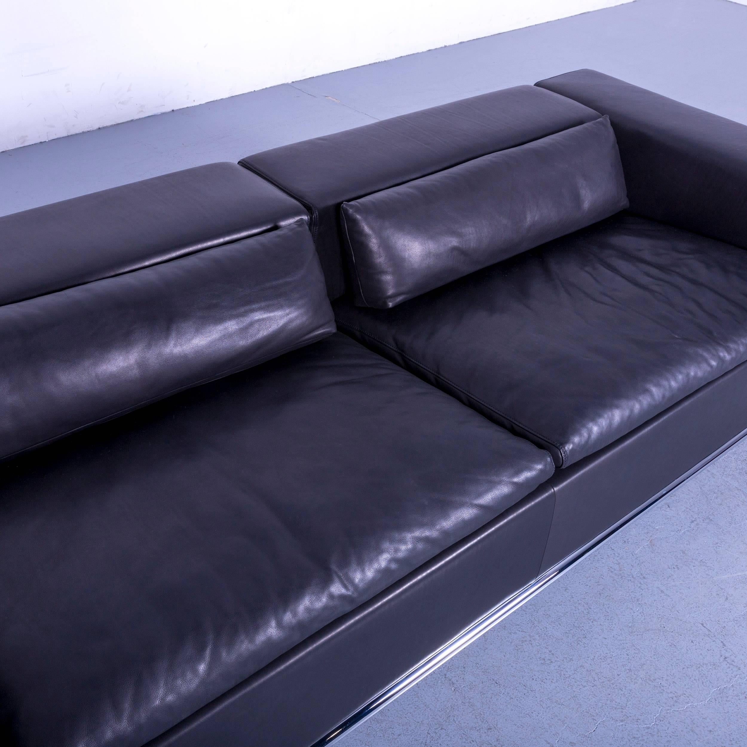 De Sede DS 7 Leather Sofa Black Three-Seat 3