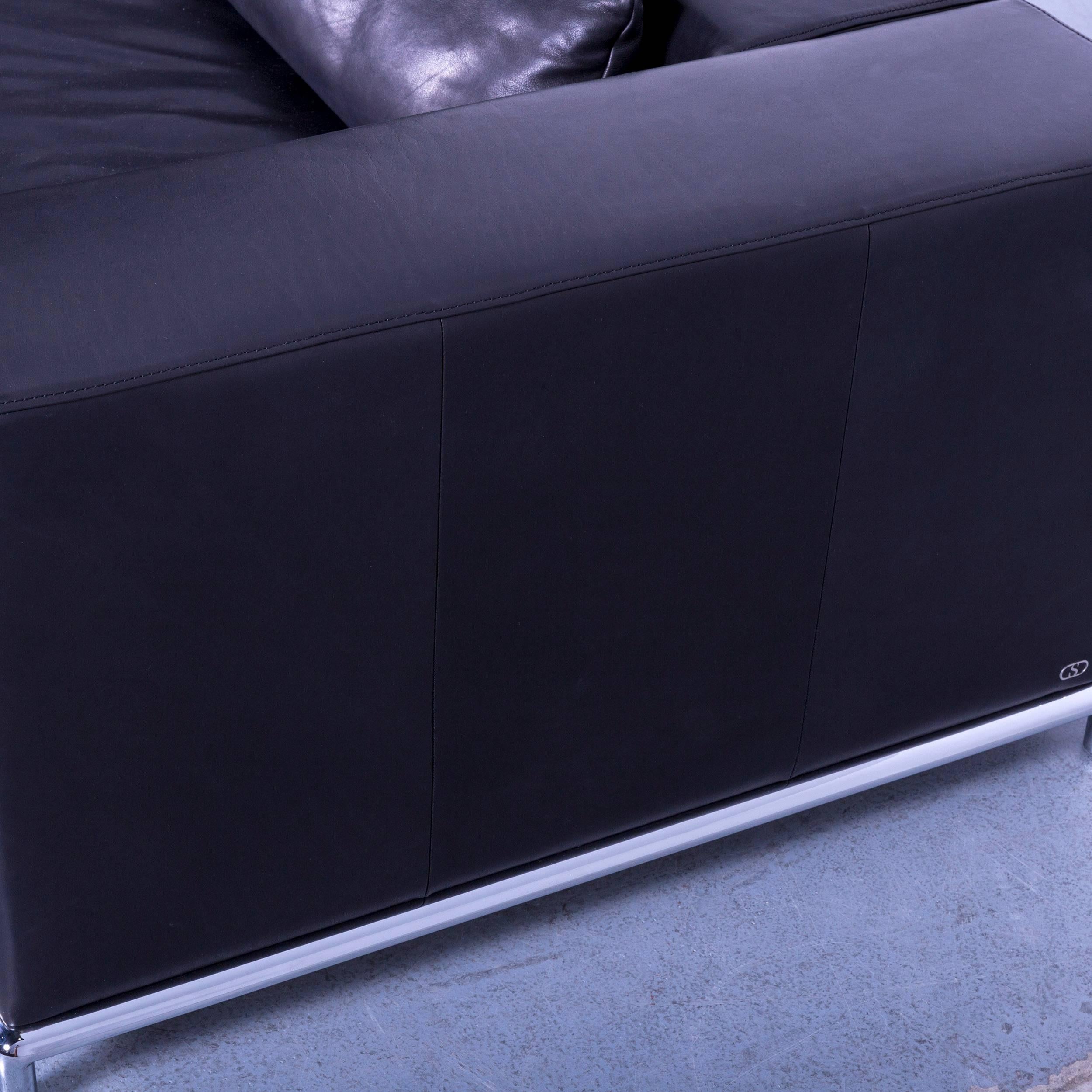 De Sede DS 7 Leather Sofa Black Three-Seat 4