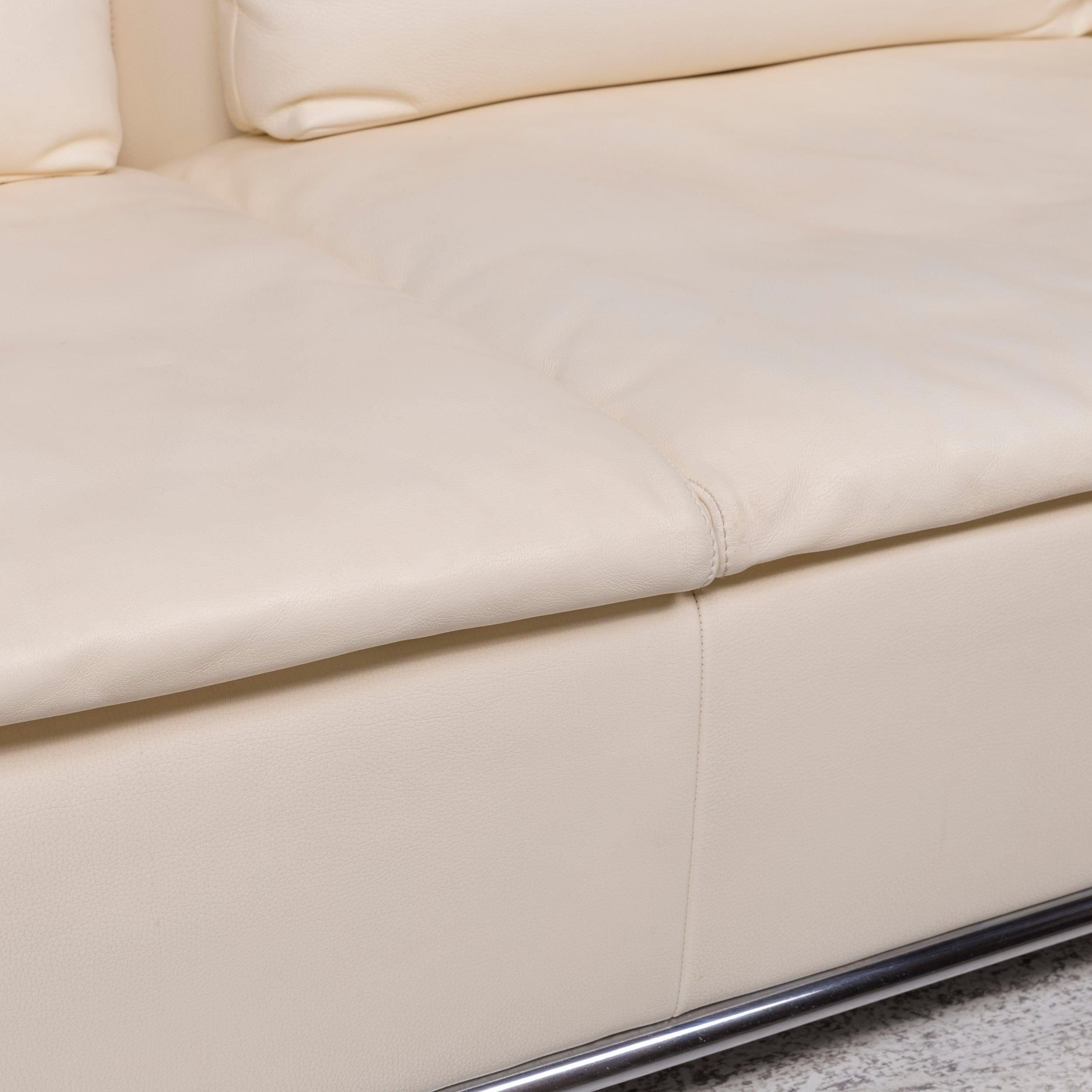 Contemporary De Sede Ds 7 Leather Sofa Cream Two-Seat