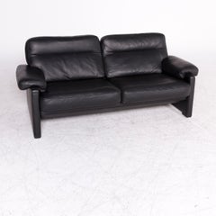 De Sede DS 70 Designer Leather Sofa Black Genuine Leather Two-Seat Couch