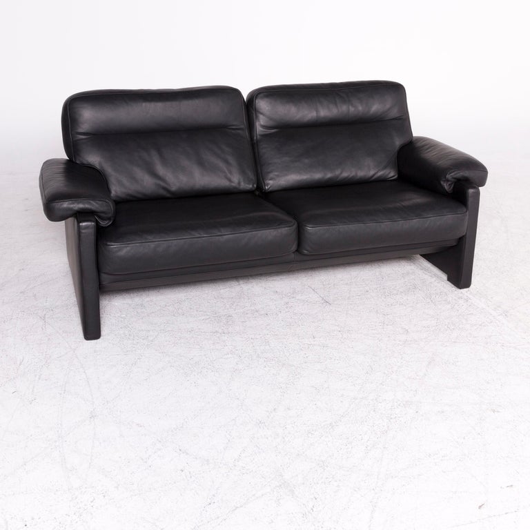 De Sede Ds 70 Designer Leather Sofa Black Genuine Two Seat Couch