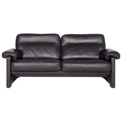 De Sede DS 70 Designer Leather Sofa Black Genuine Leather Two-Seat Couch