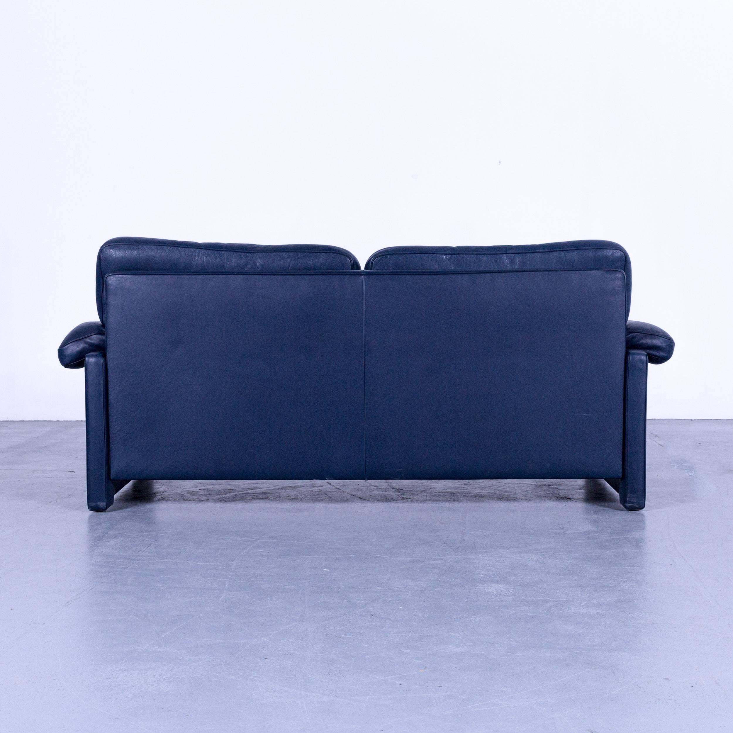 De Sede DS 70 Designer Sofa Navy Blue Leather Two-Seat Couch Switzerland 2