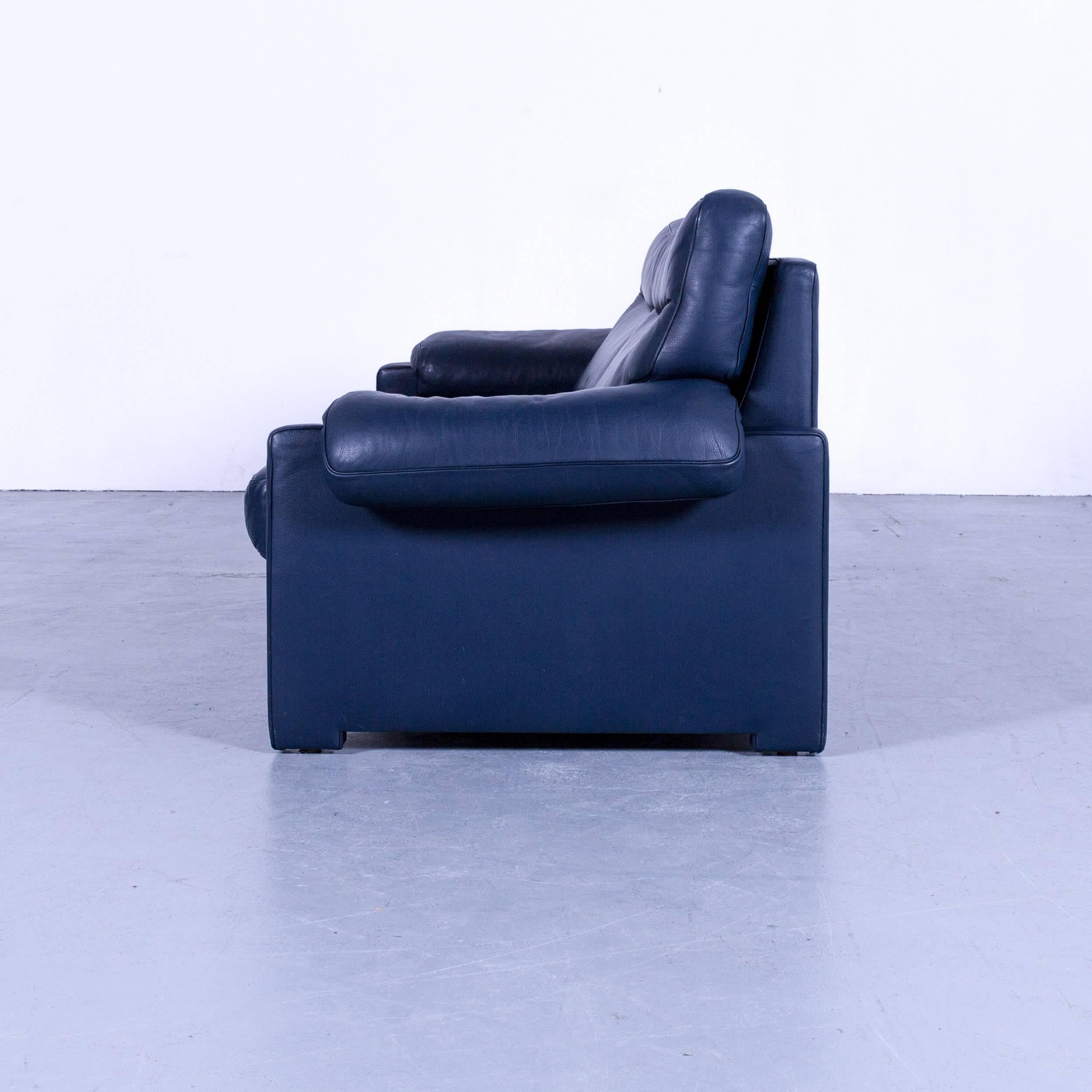 De Sede DS 70 Designer Sofa Navy Blue Leather Two-Seat Couch Switzerland 3